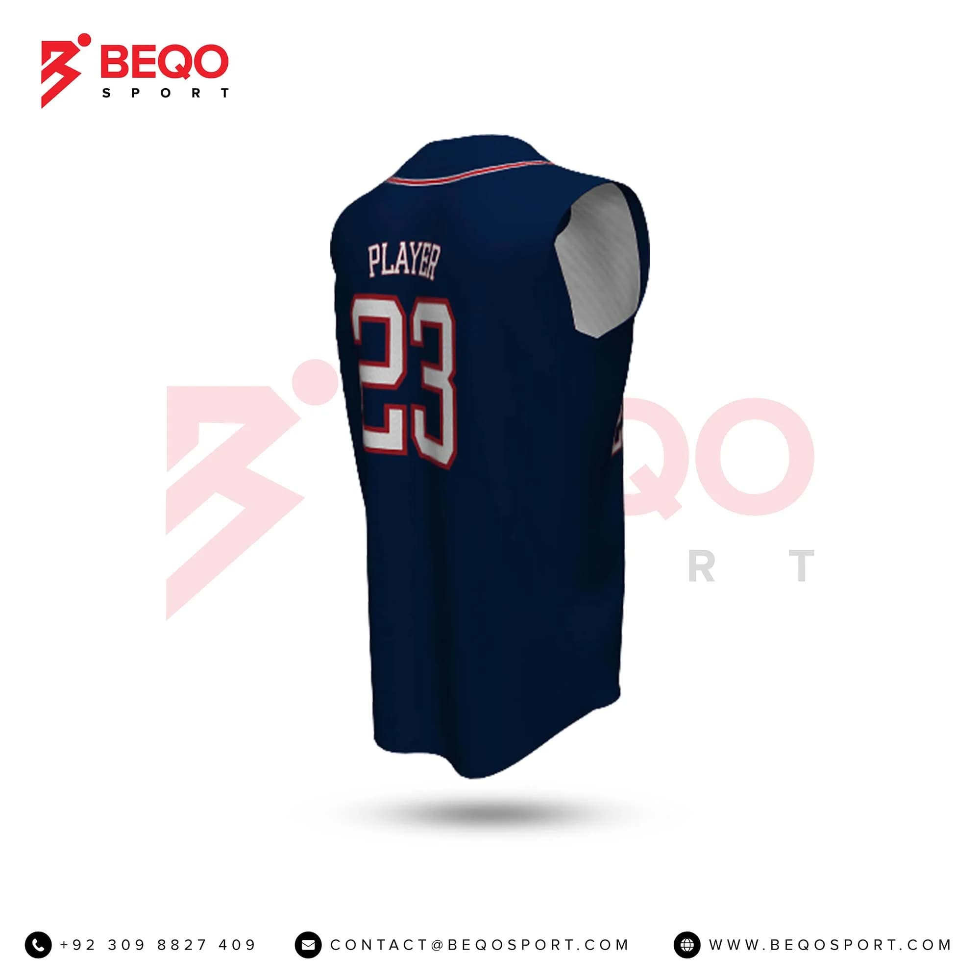 Navy Blue Baseball Jerseys Sleeveless view 3