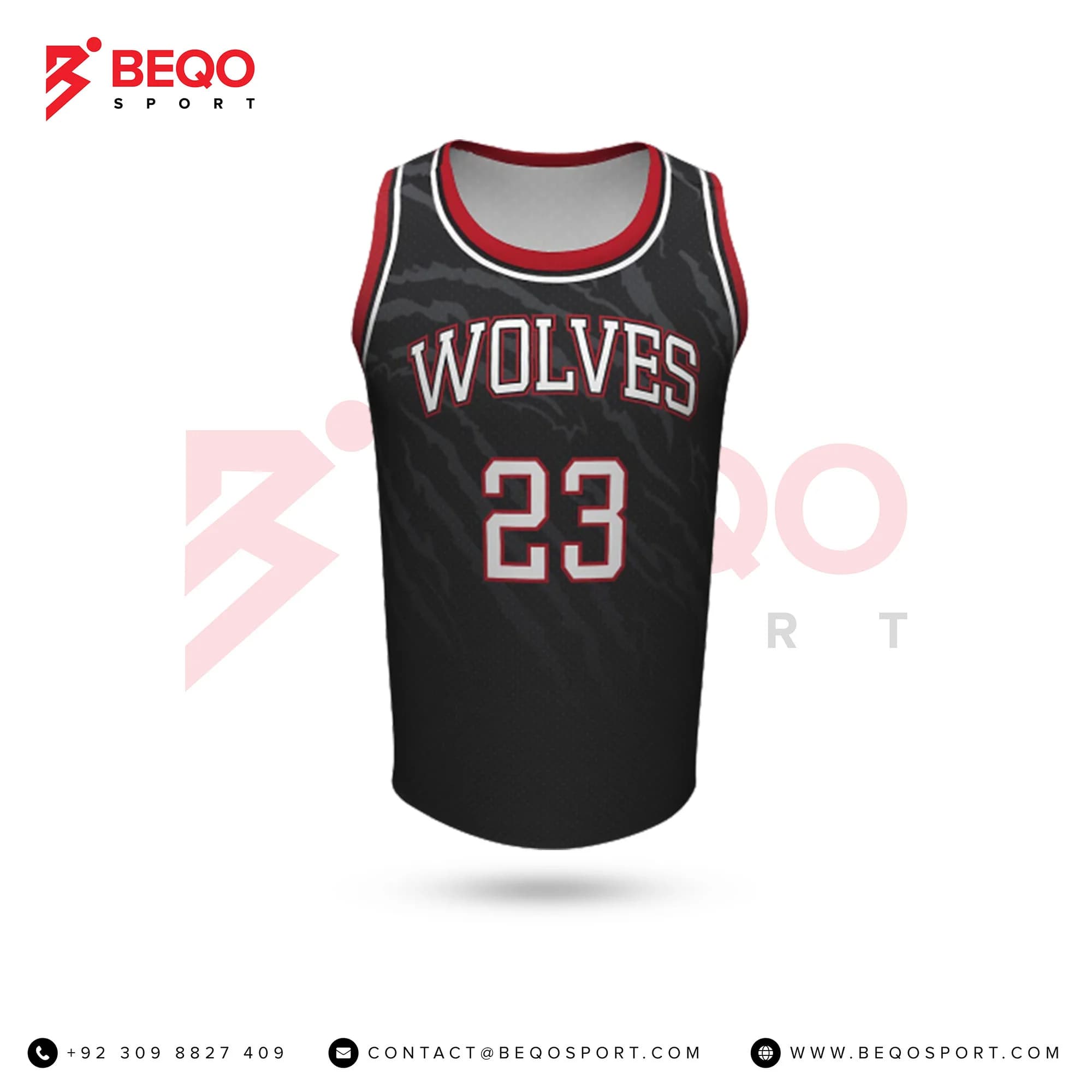 Black Basketball Crew Neck Jersey view 5