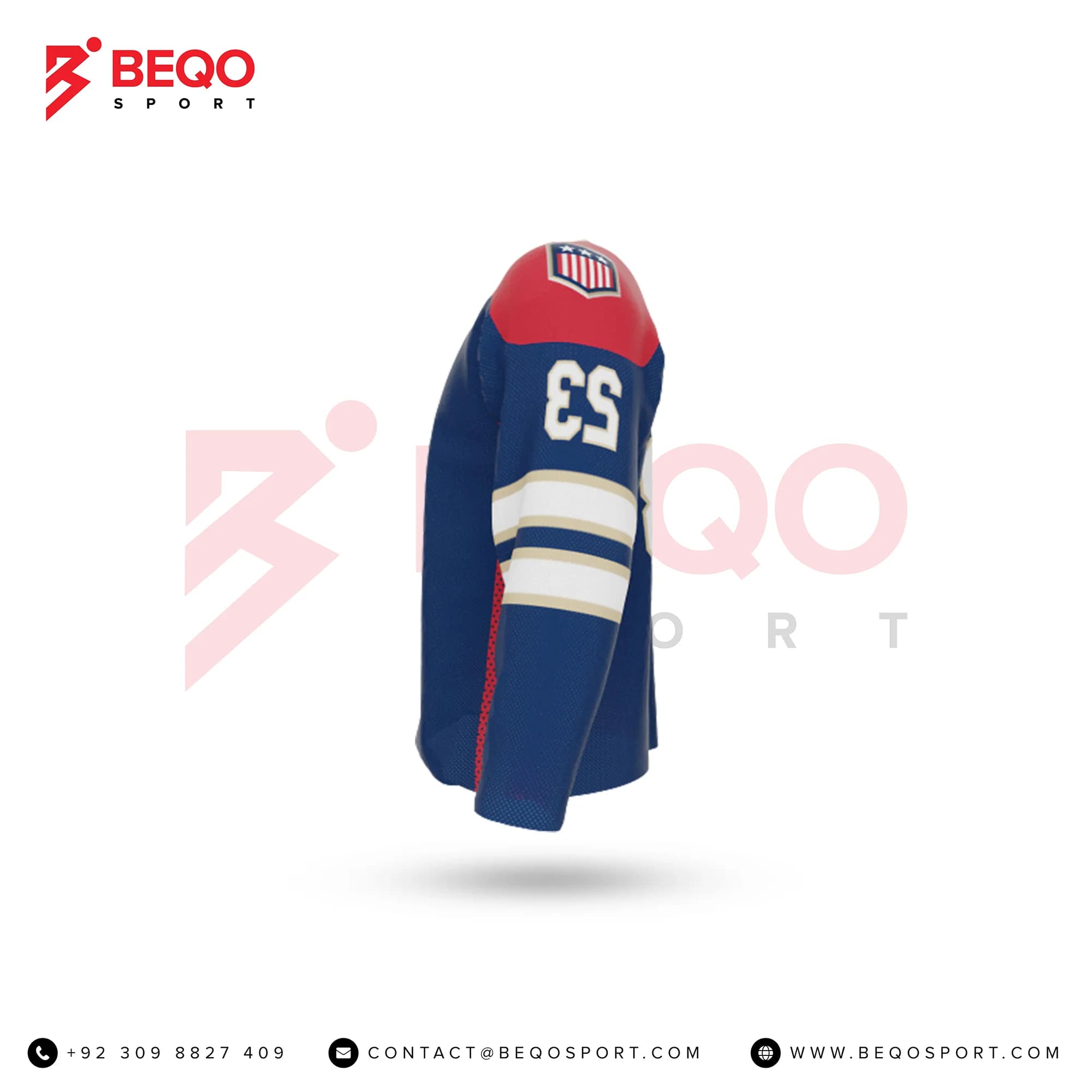 Blue and Red Ice Hockey Jerseys view 4