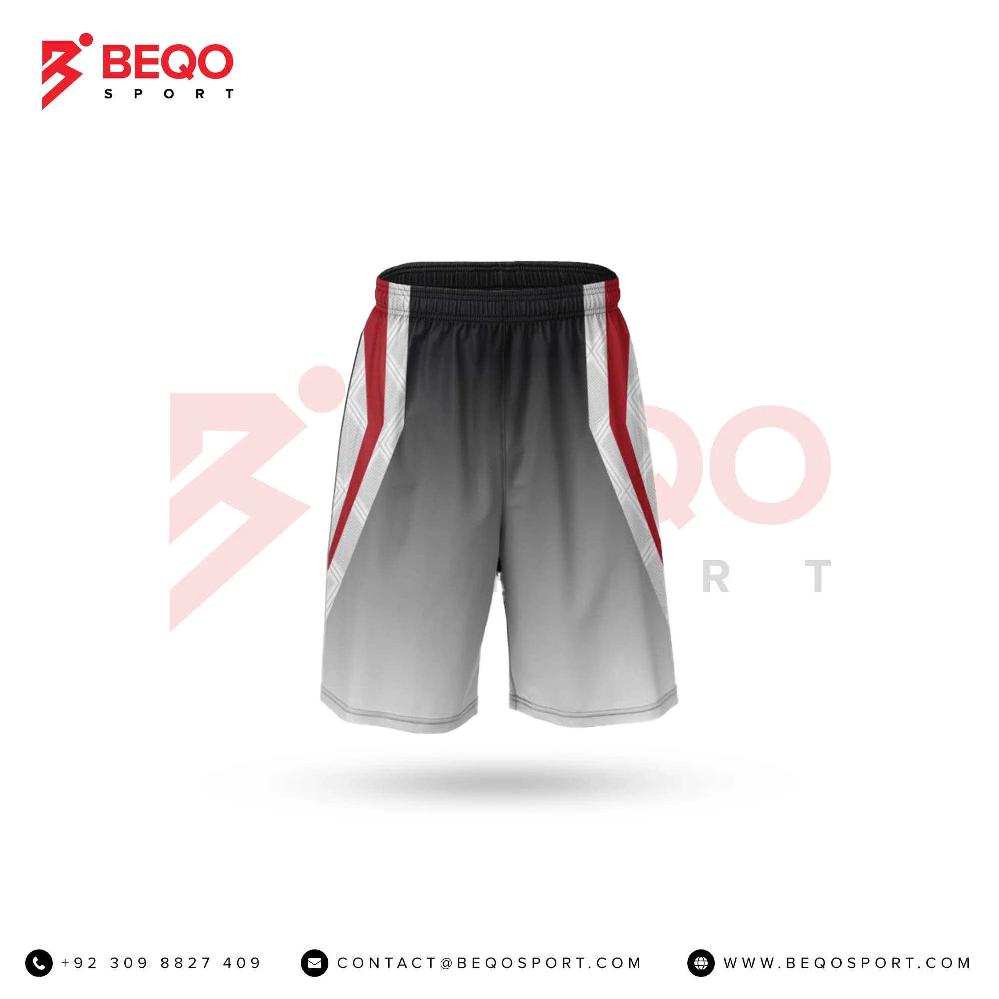 Grey And Red Line Lacrosse Shorts view 2