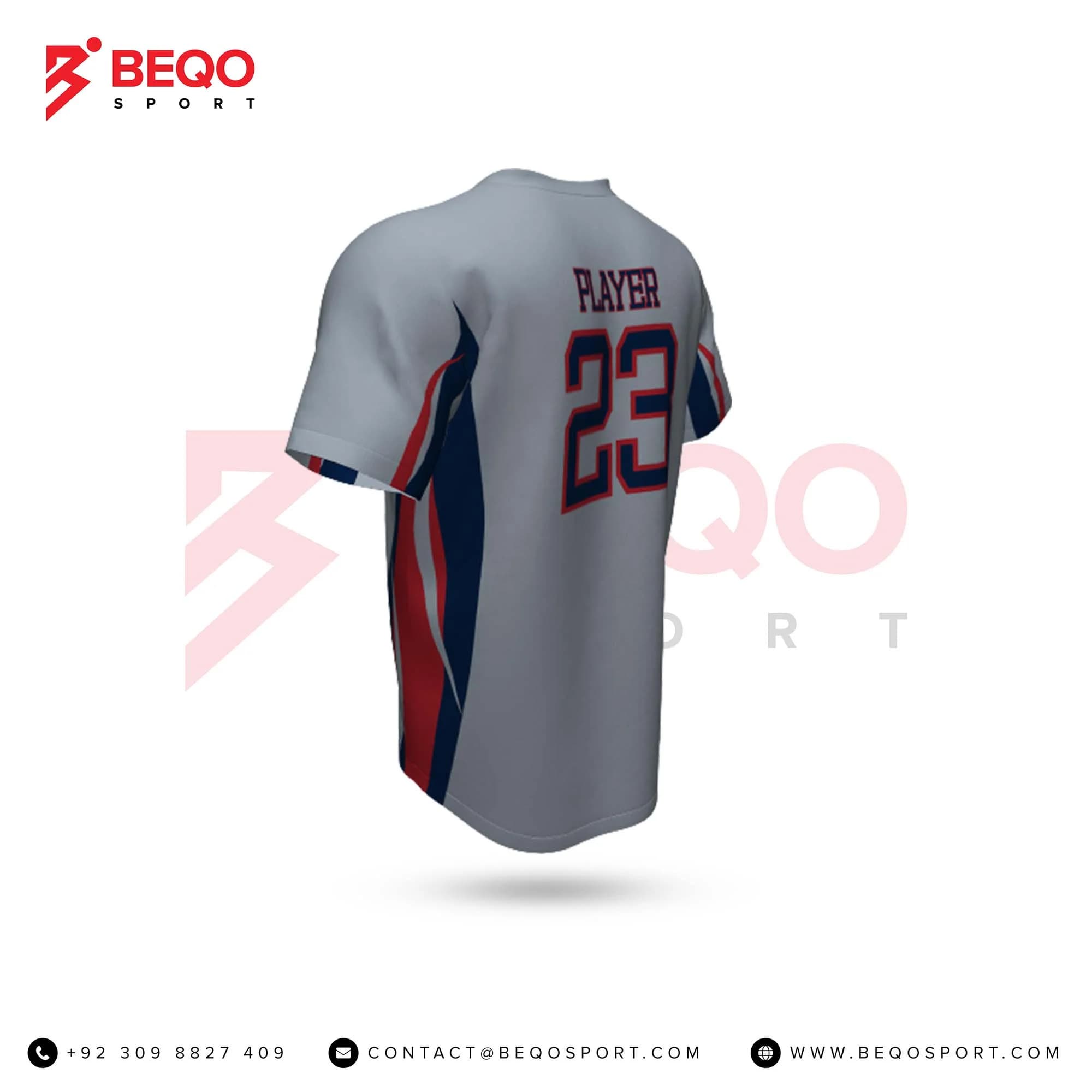 Grey Baseball V-Neck Jersey view 4