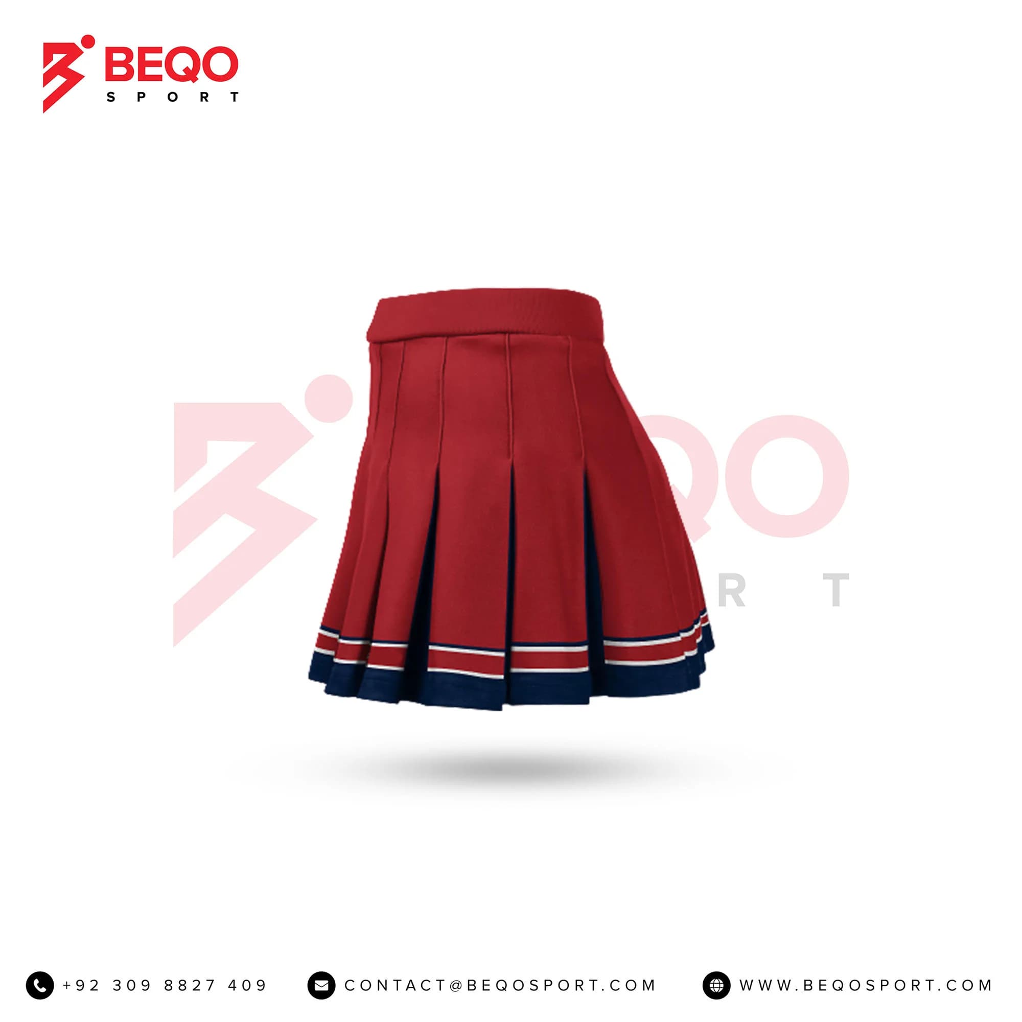 Red and Navy Cheer Pleated Skirt view 4