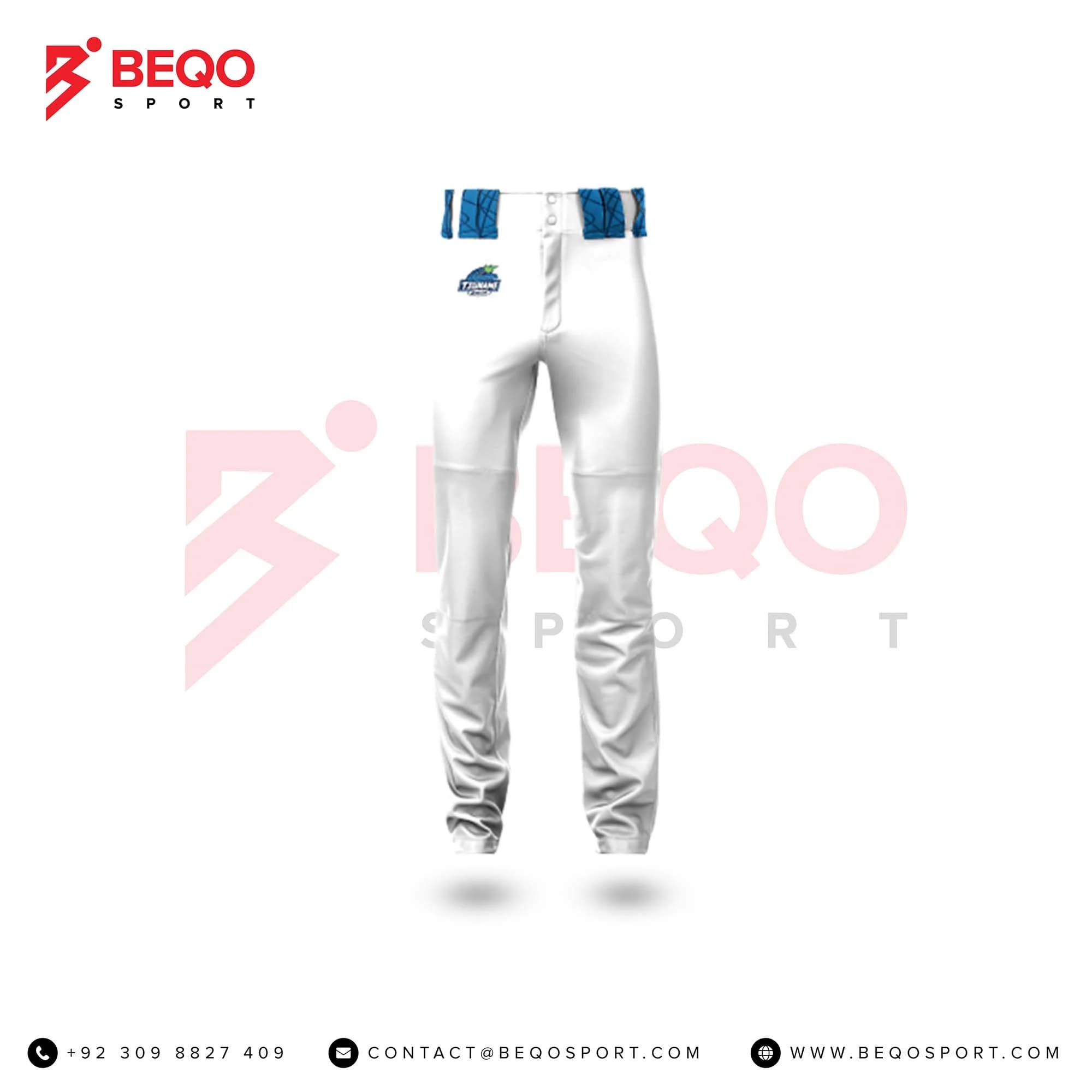 SkyBlue and White Baseball Pants view 4