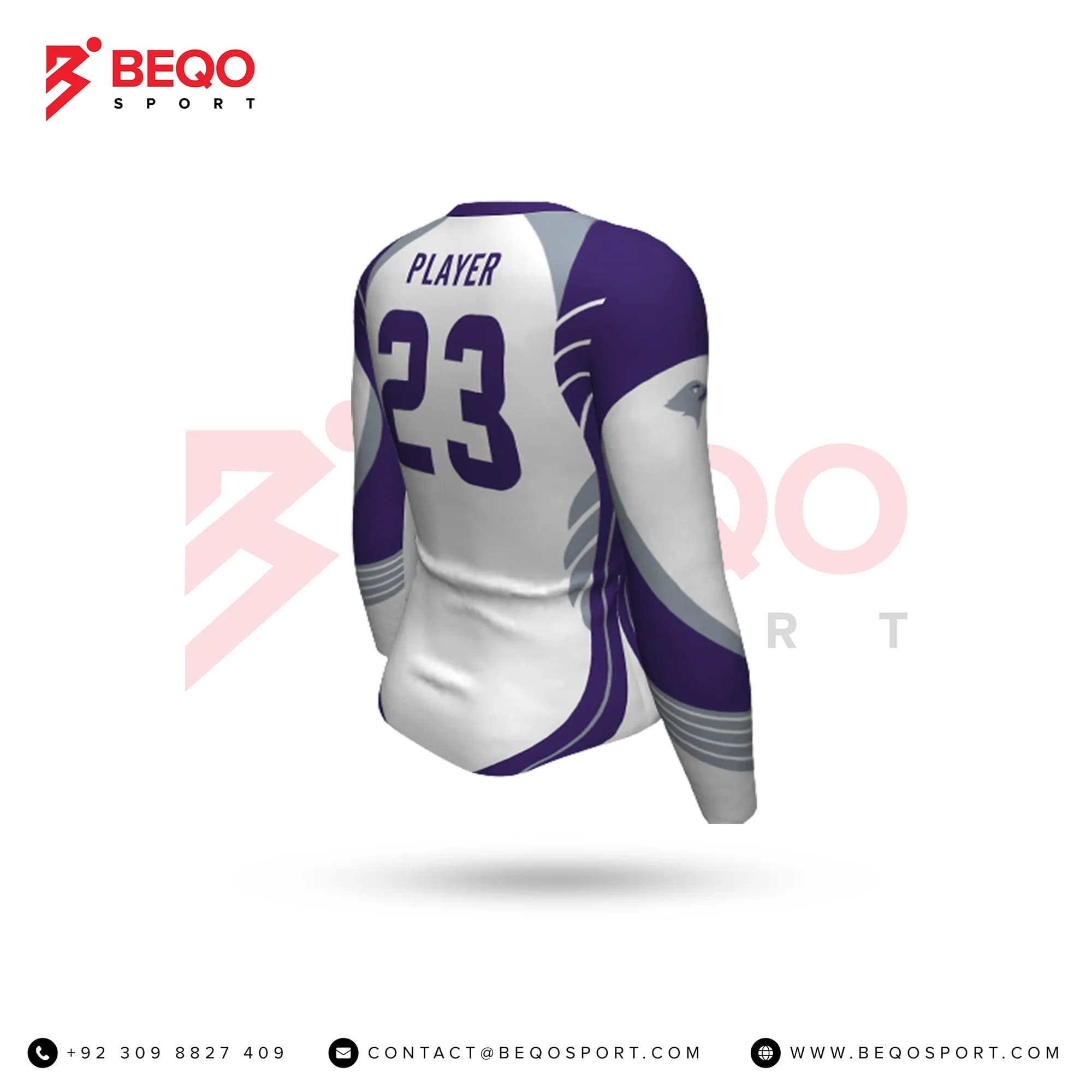 White And Blue Volleyball Jersey view 2