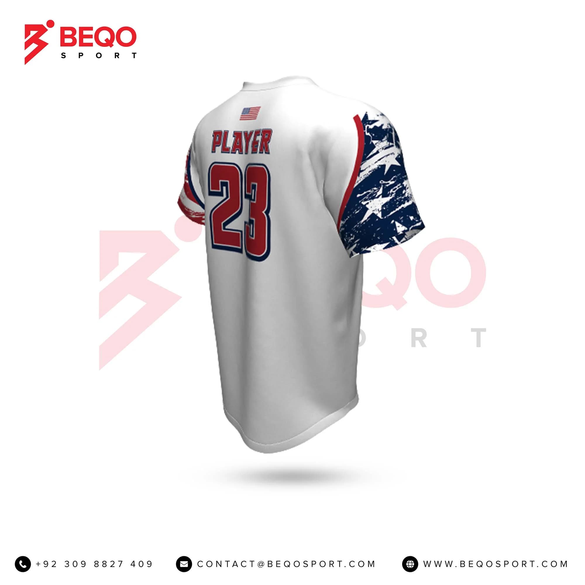 White Baseball V-Neck Jersey view 2