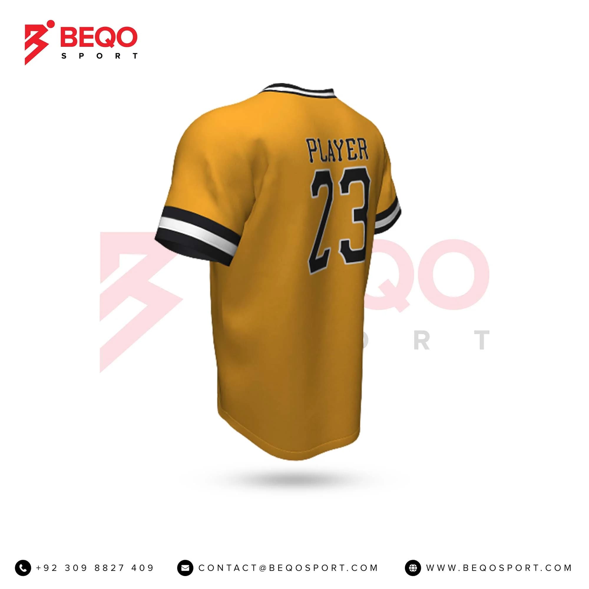 Yellow Baseball V-Neck Jersey view 4
