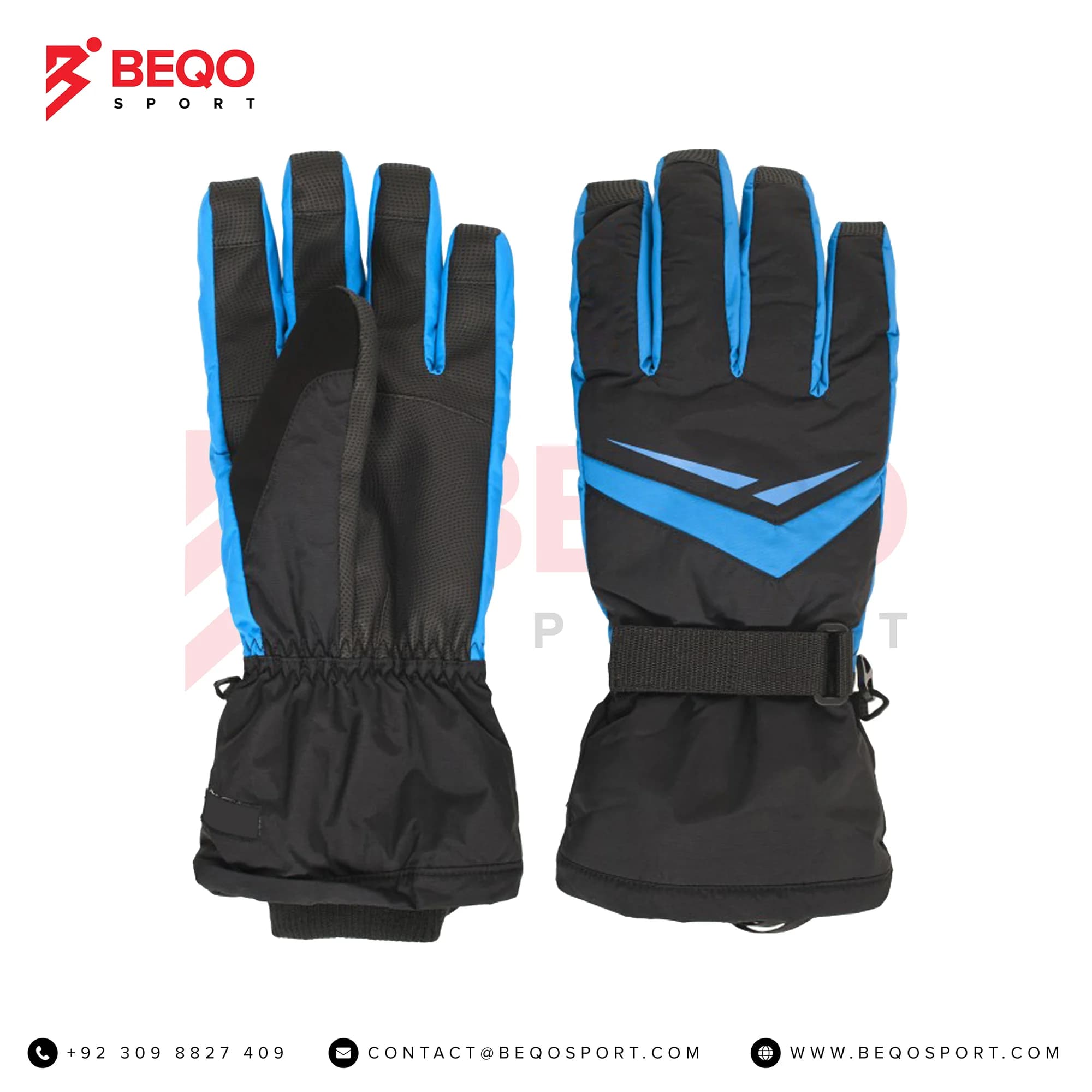 Black And Aqua Skiing Gloves