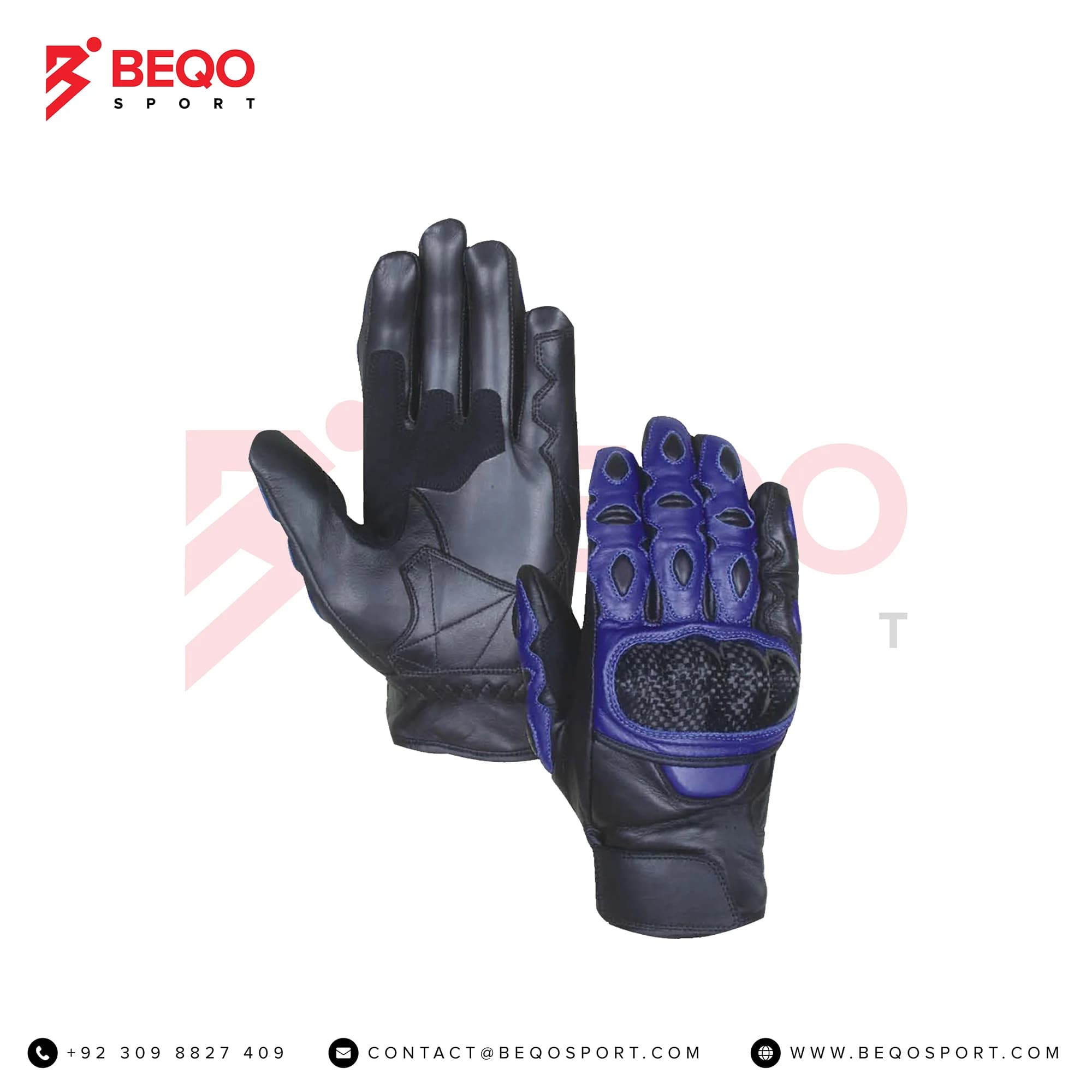 Black And Blue Motorbike Gloves