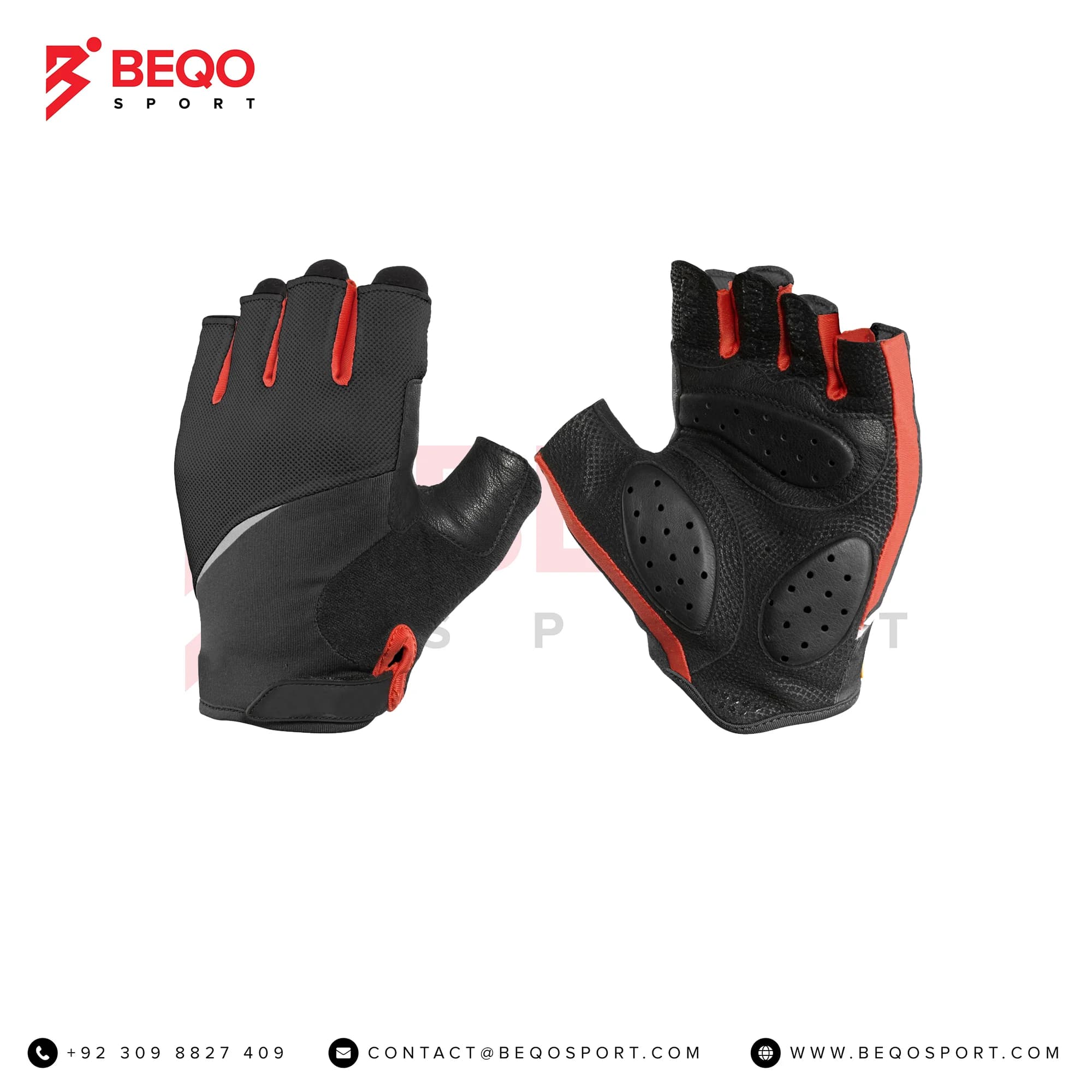 Black And Red Lining Cycling Gloves
