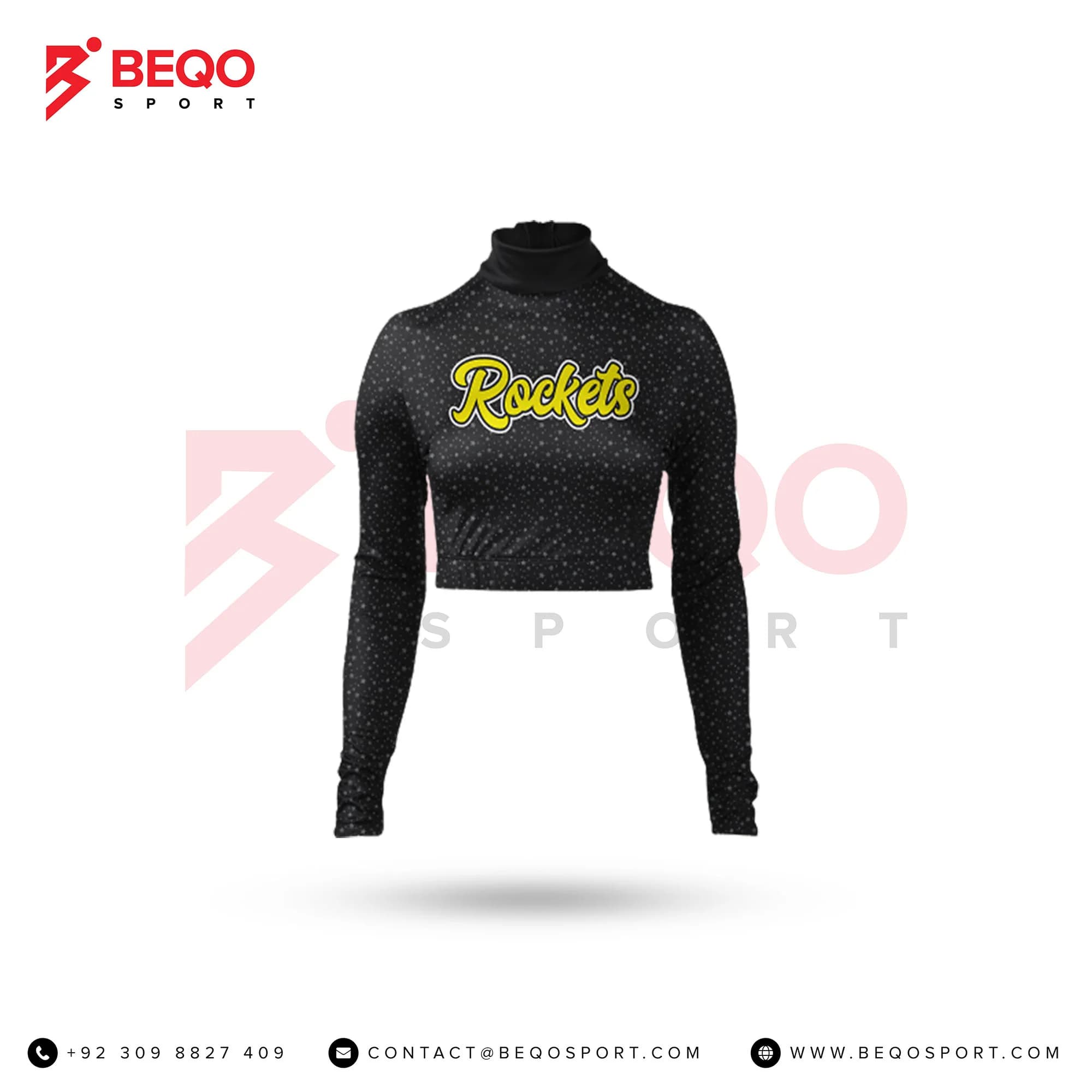 Black Cheer Mock Neck Bodyliner Shirts