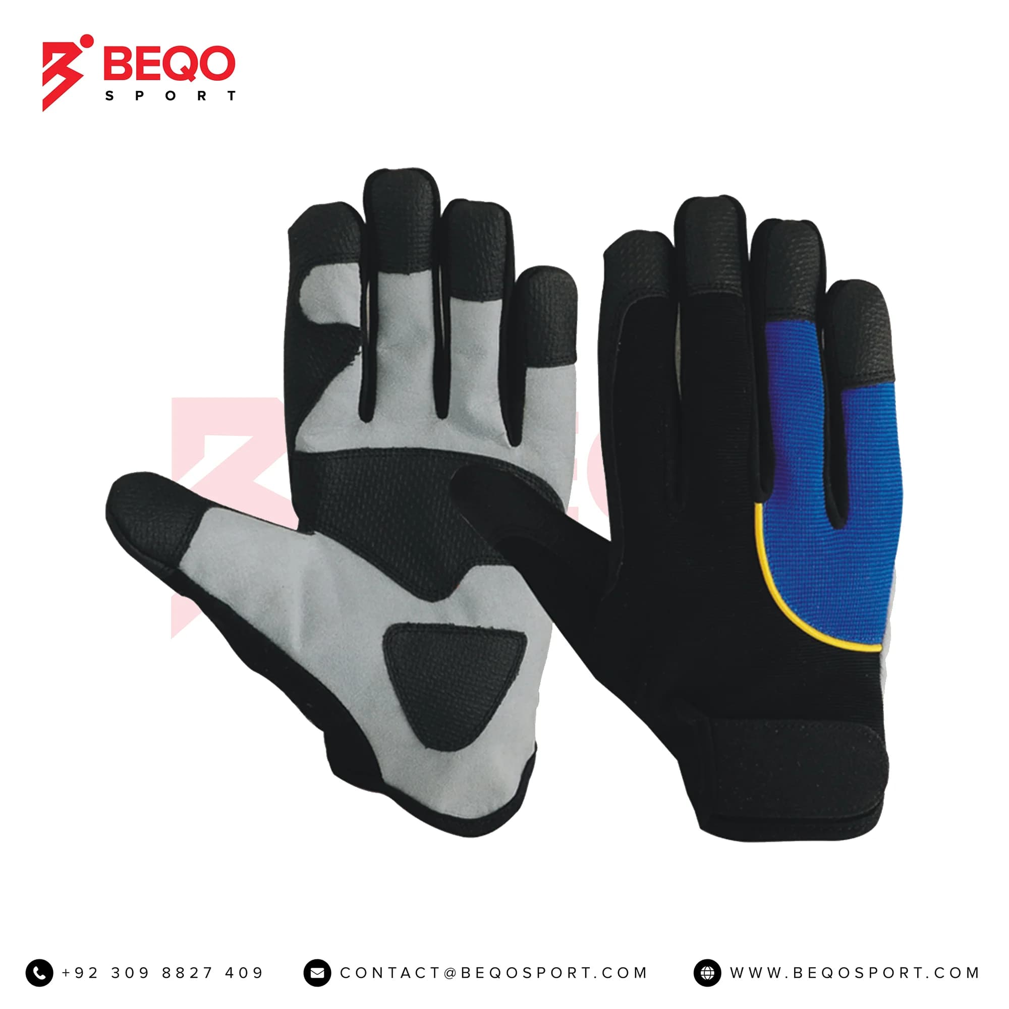 Black Grey And Blue Working Gloves