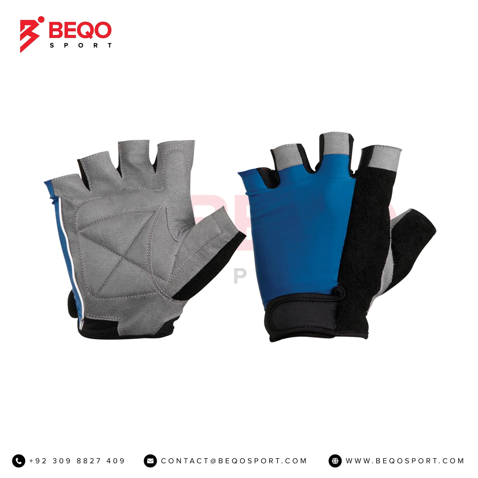 Black Grey Blue Cycling Gloves