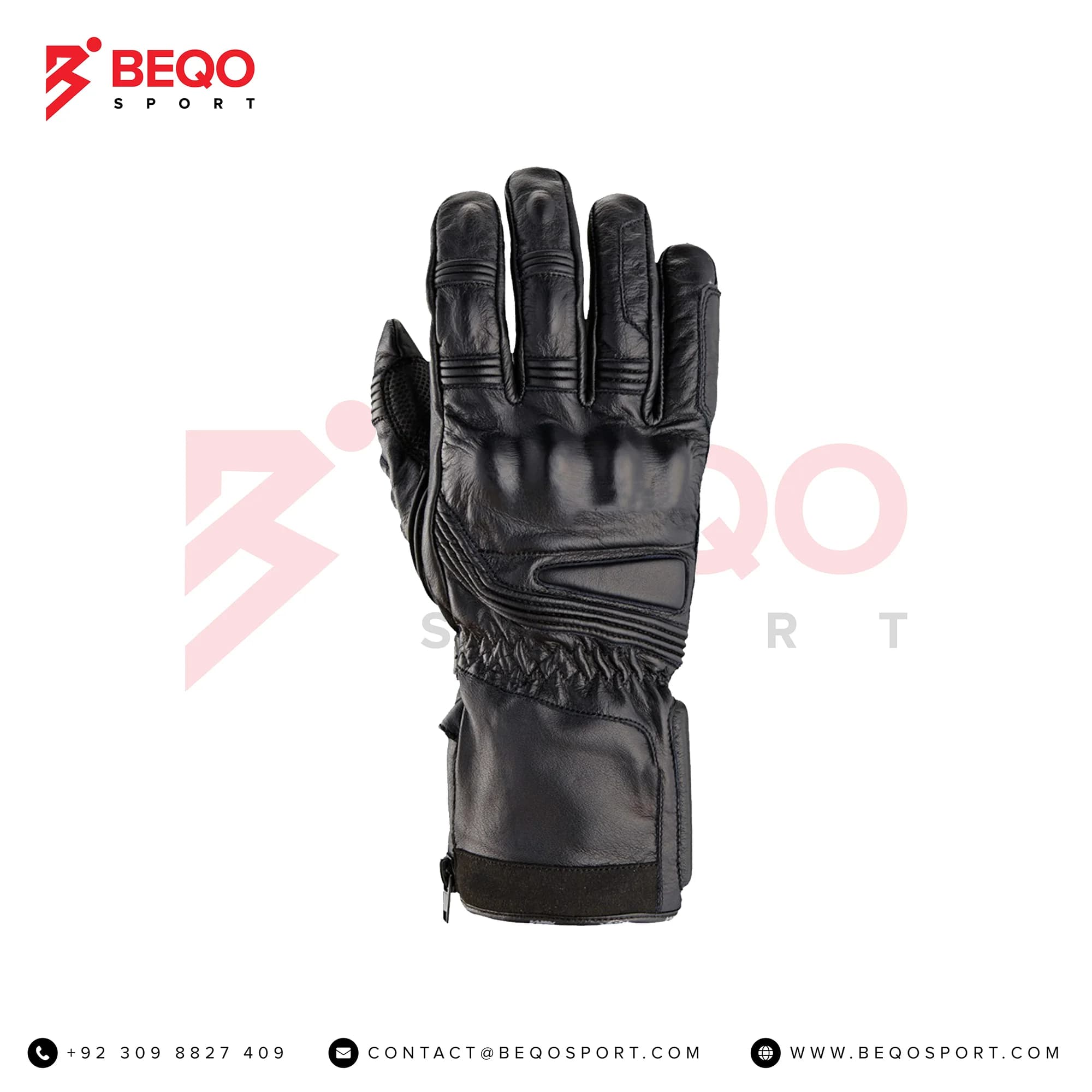 Black Leather Motorbike Gloves