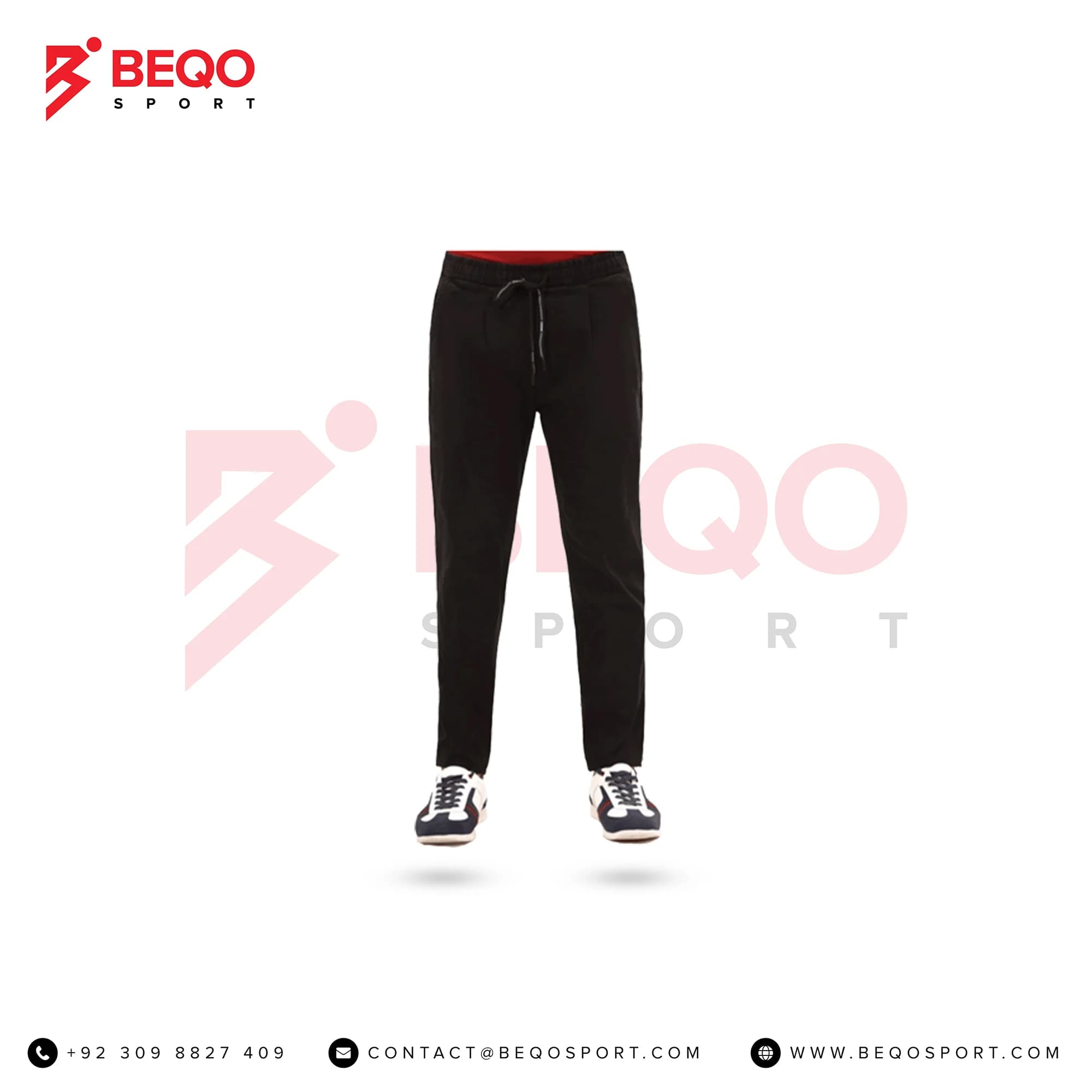Black Plain Cotton Golf Trouser