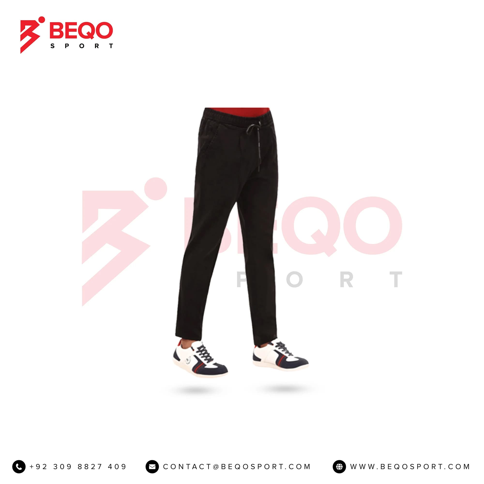 Black Plain Cotton Golf Trouser view 2