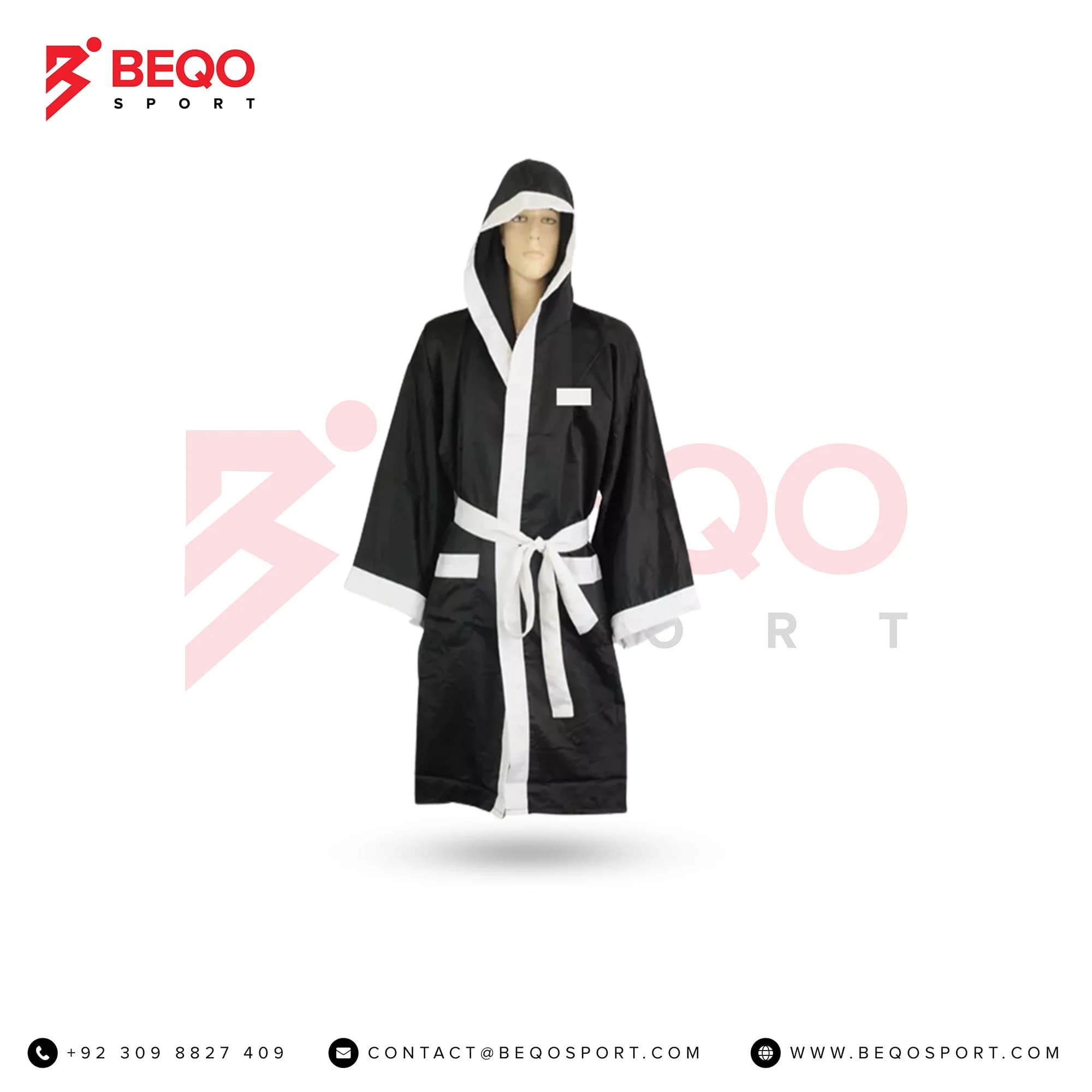 Black Plain Satin Boxing Gowns