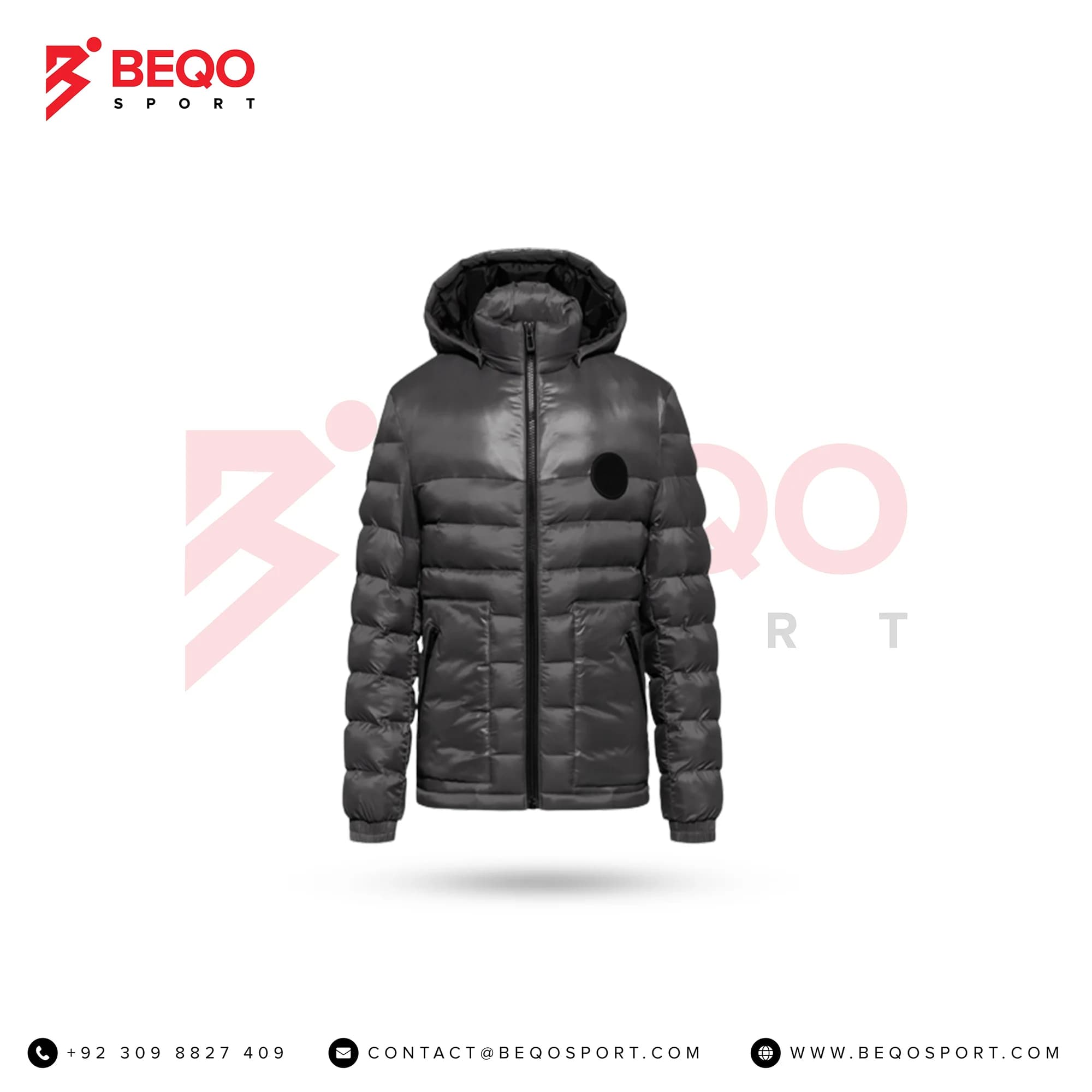 Black Puffed Jacket With Detachable Cap
