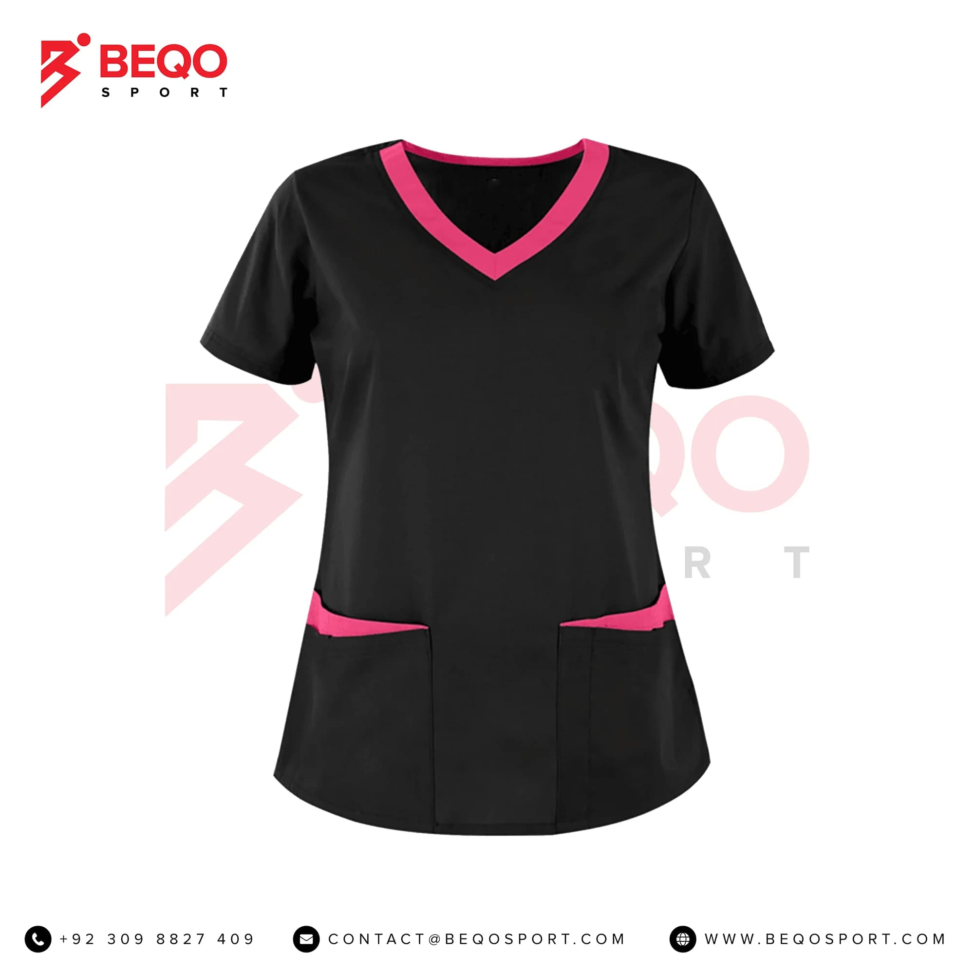 Black Scrubs with Pink Collars