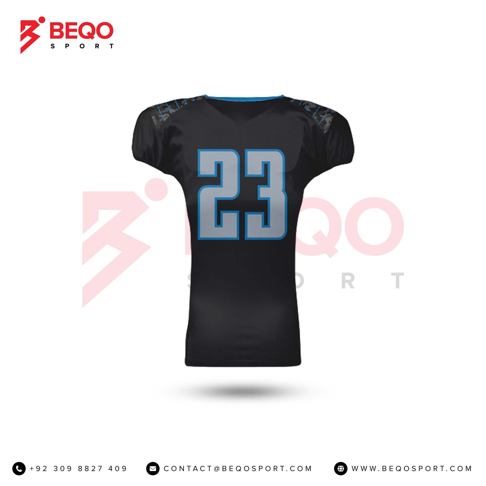Black and Blue Football Jersey view 3