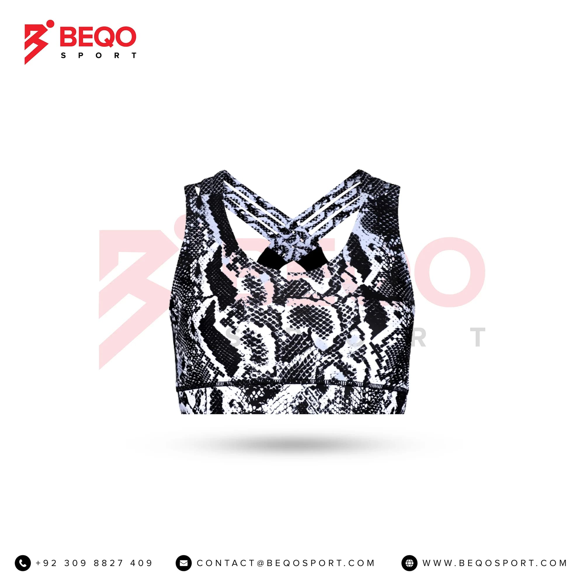 Black and White Snake Skin Sports Bras