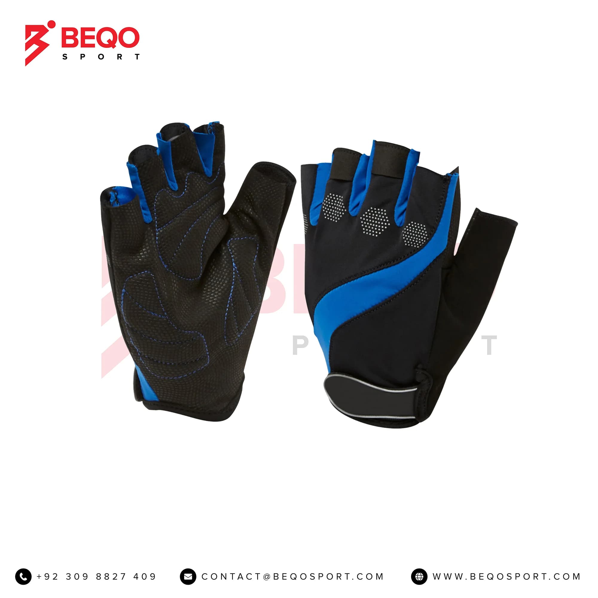 Blue And Black Cycling Gloves