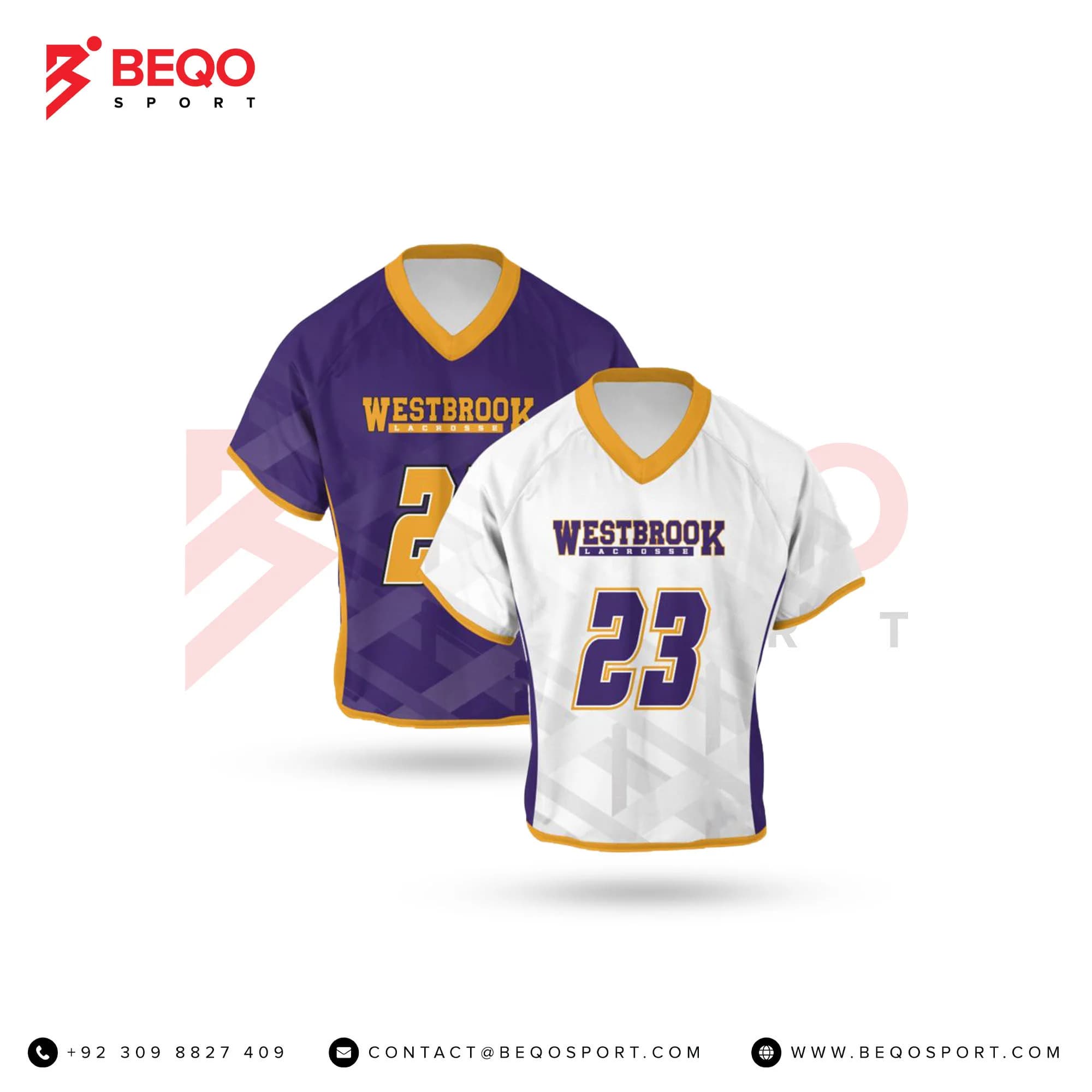 Blue And White Lacrosse V Neck Jerseys