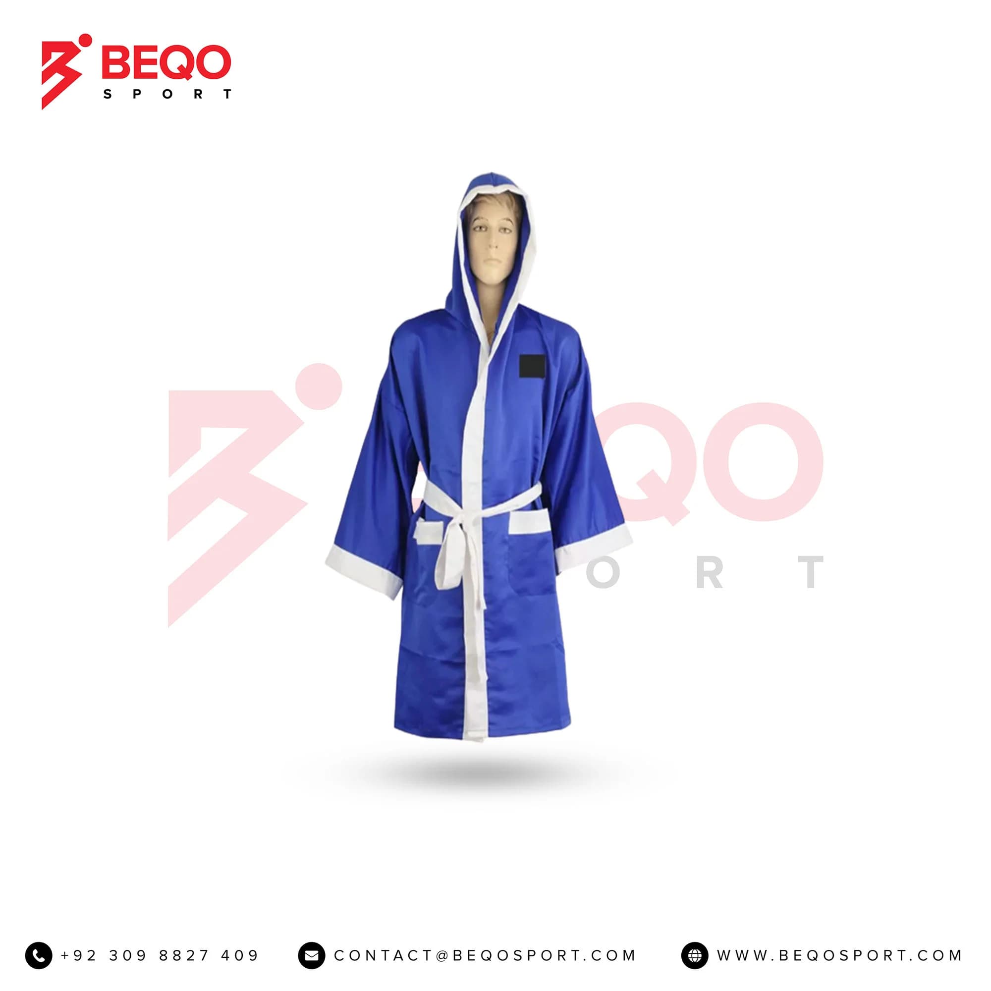 Blue Plain Satin Boxing Gowns
