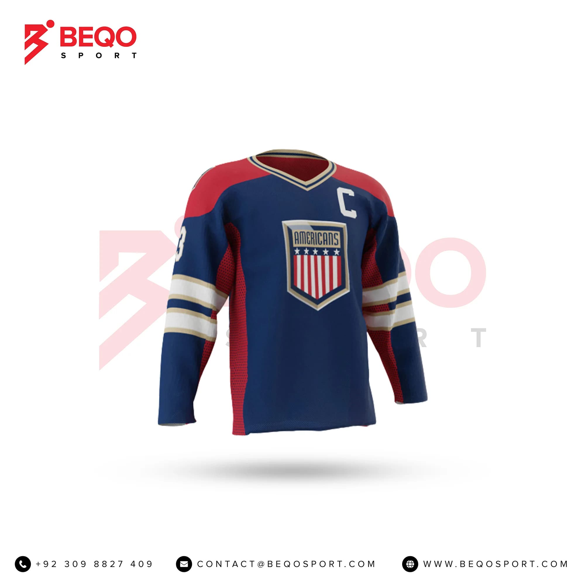 Blue and Red Ice Hockey Jerseys