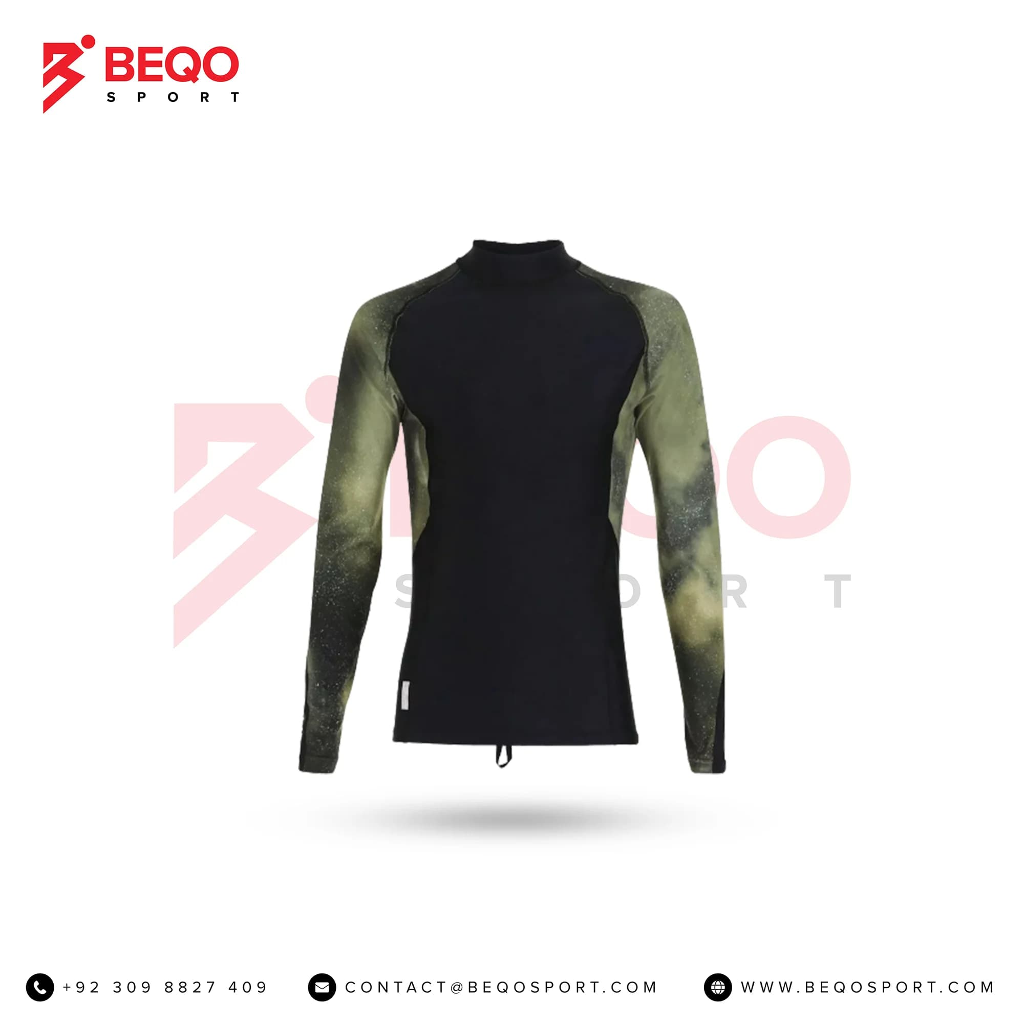 Green Textured Full Sleeve Rashguard