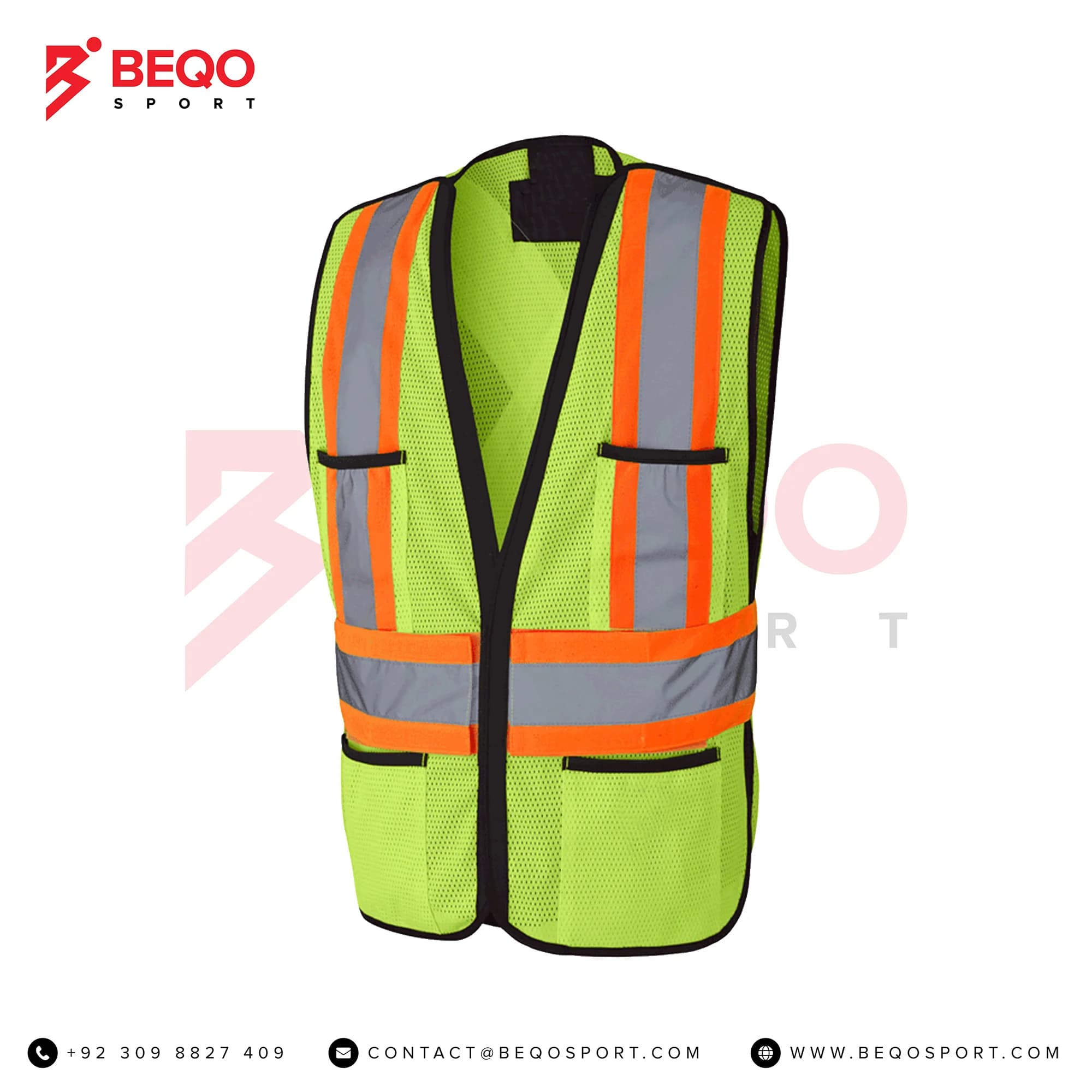Green Vest in Open Mesh with Reflectors