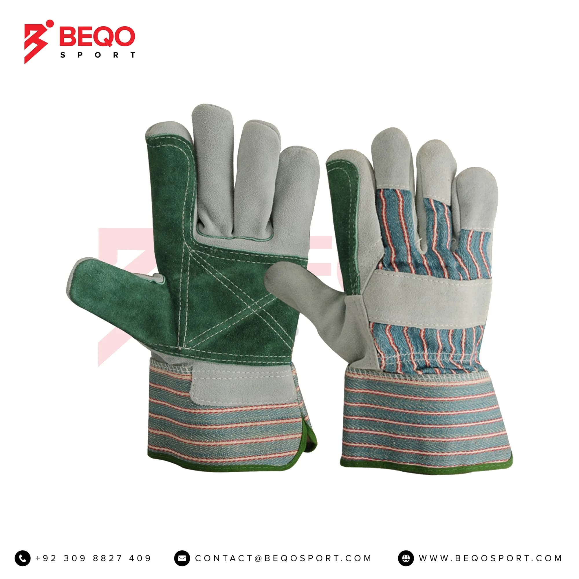 Grey And Green Rigger Gloves