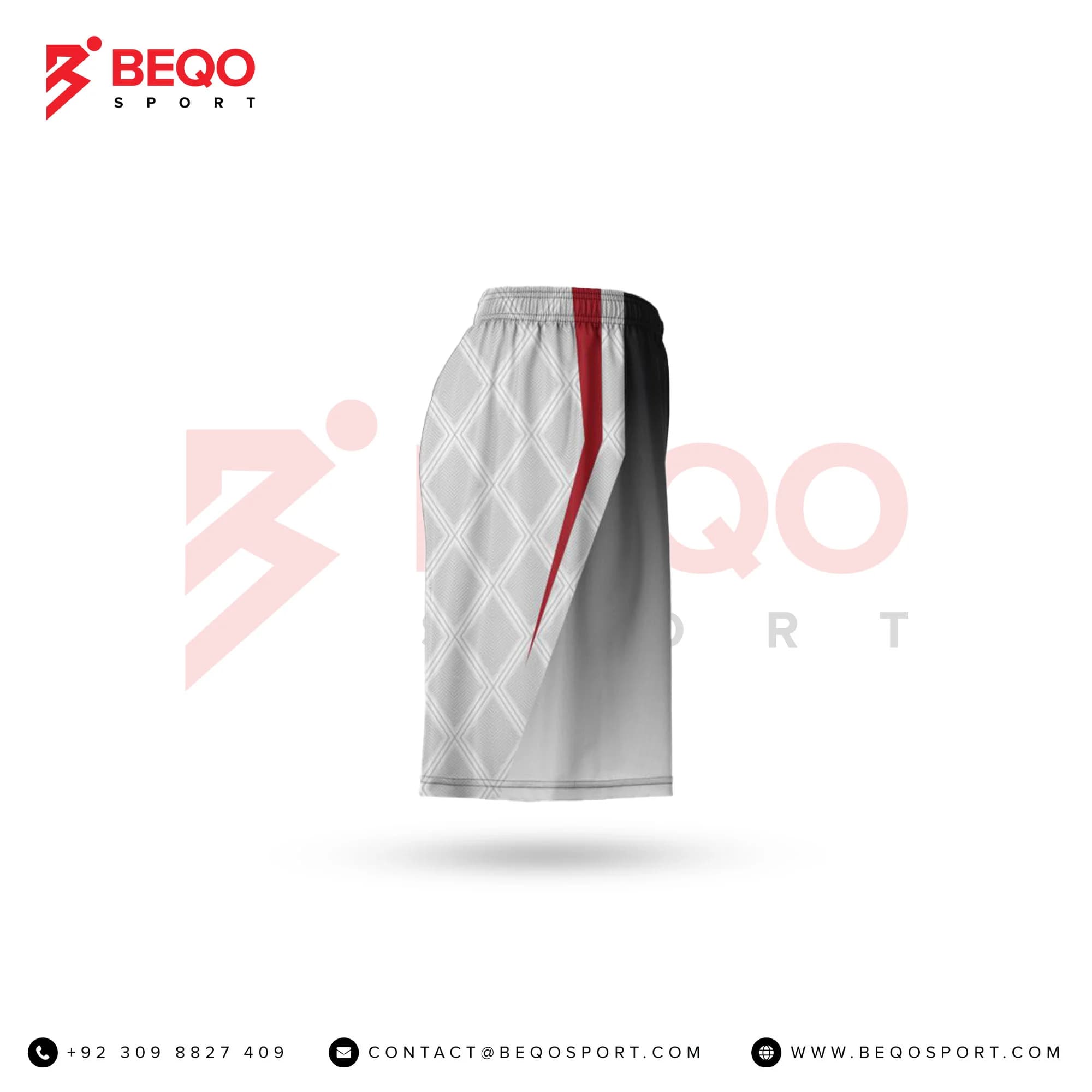 Grey And Red Line Lacrosse Shorts