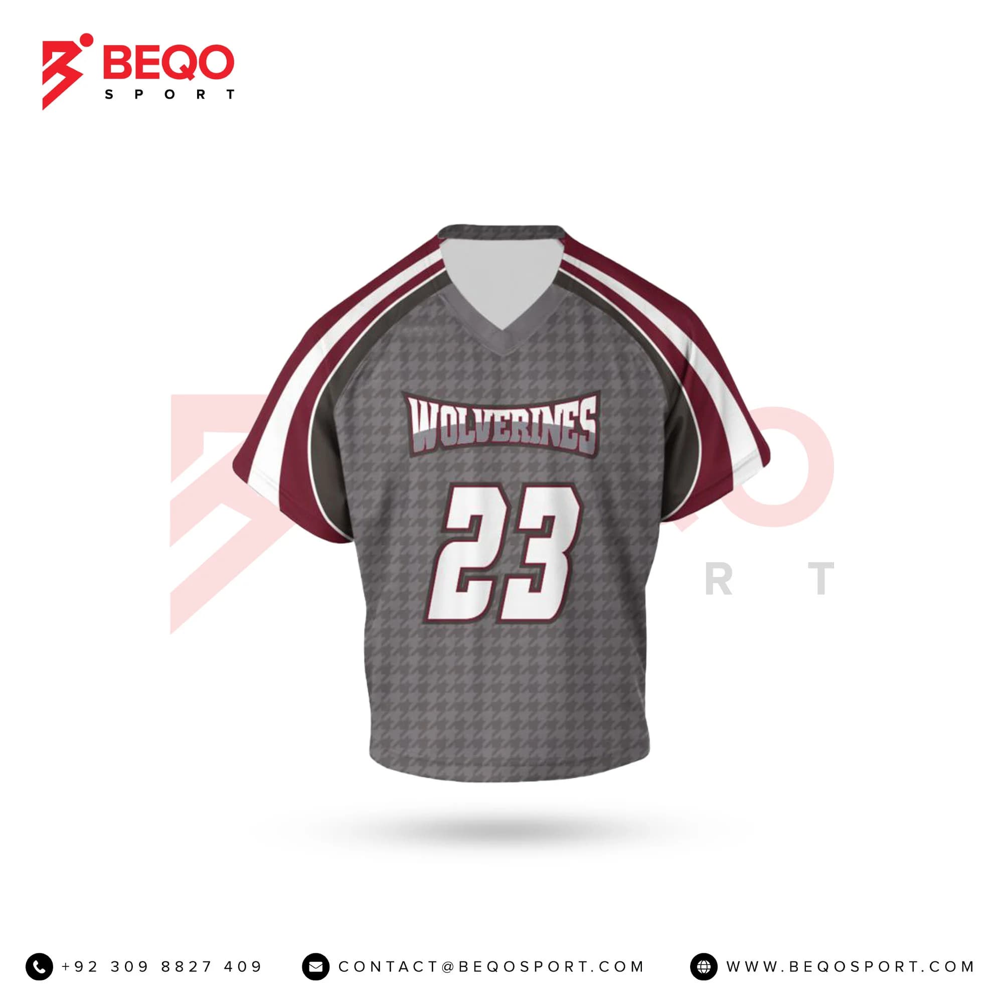 Grey And Red Lining Lacrosse Jersey