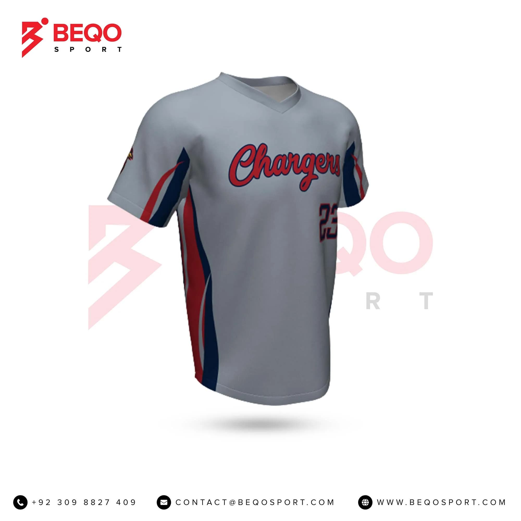 Grey Baseball V-Neck Jersey