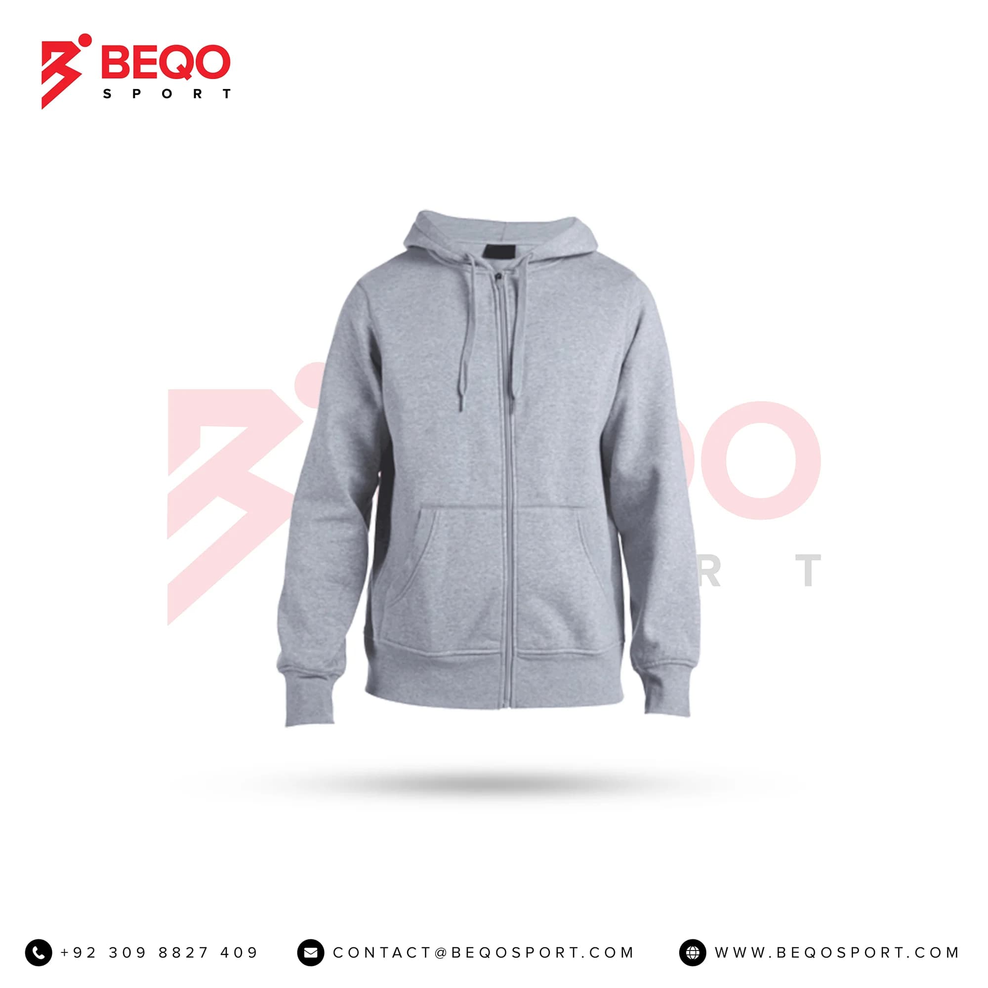 Heather Grey Hoodie with Front Zipper