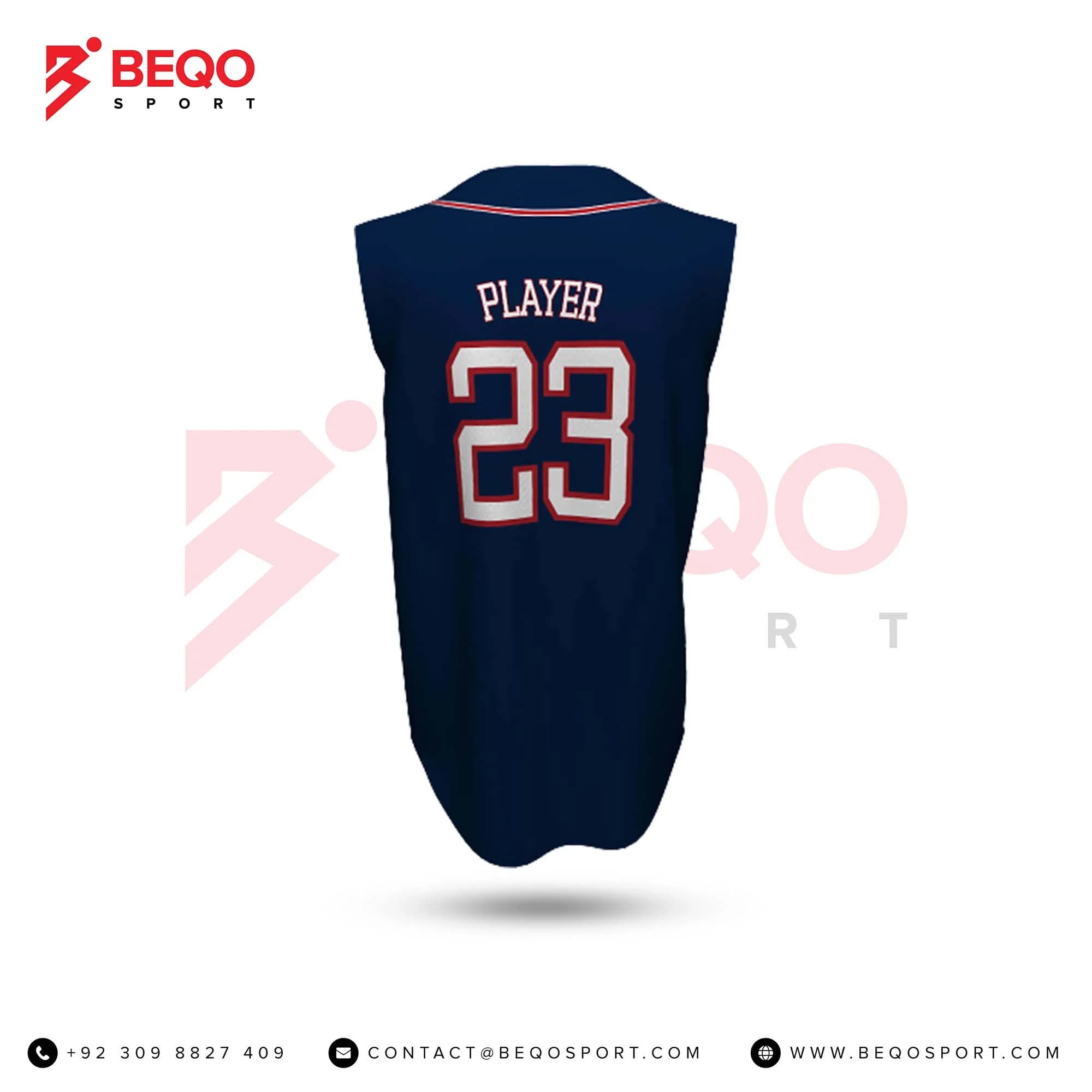 Navy Blue Baseball Jerseys Sleeveless view 2