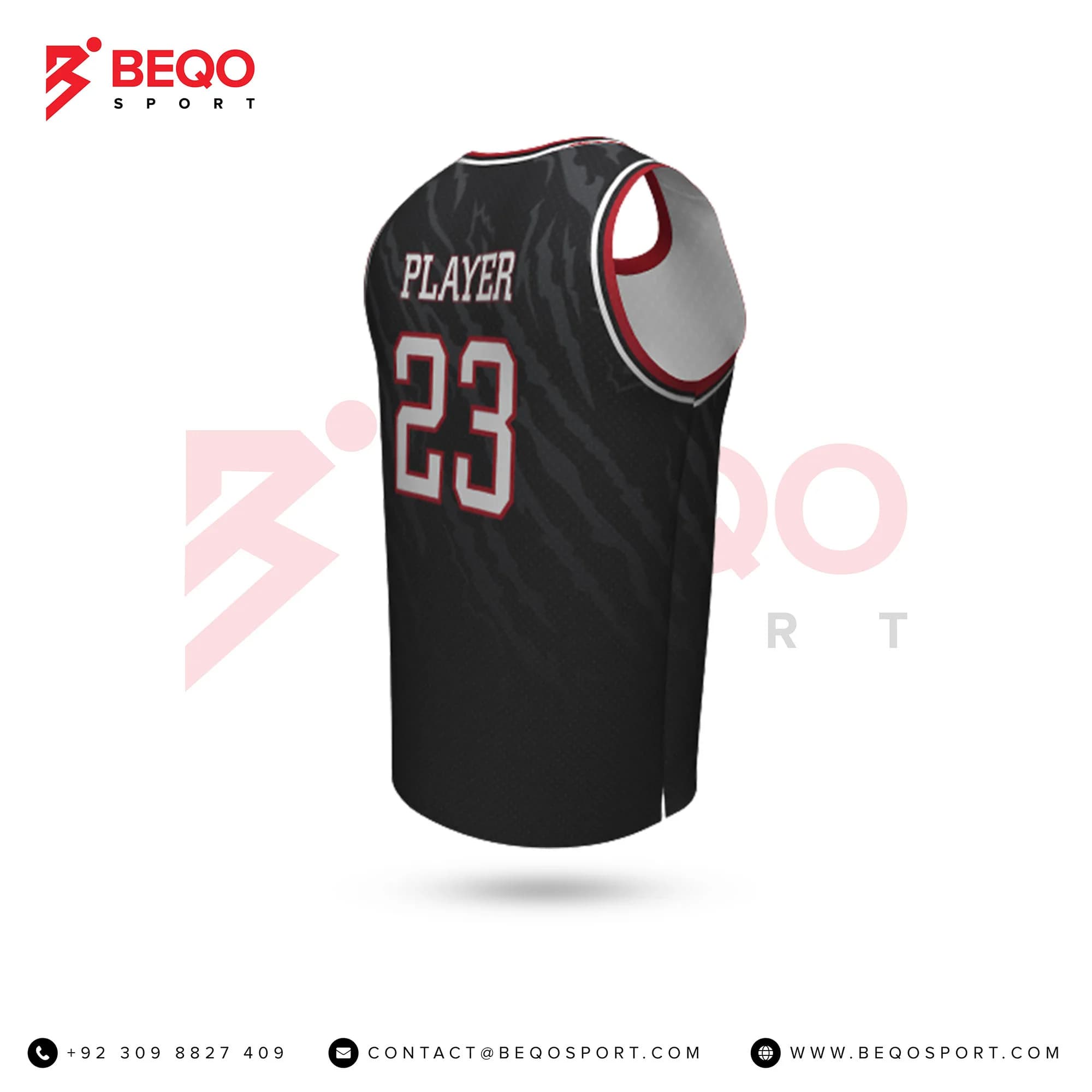 Black Basketball Crew Neck Jersey view 3