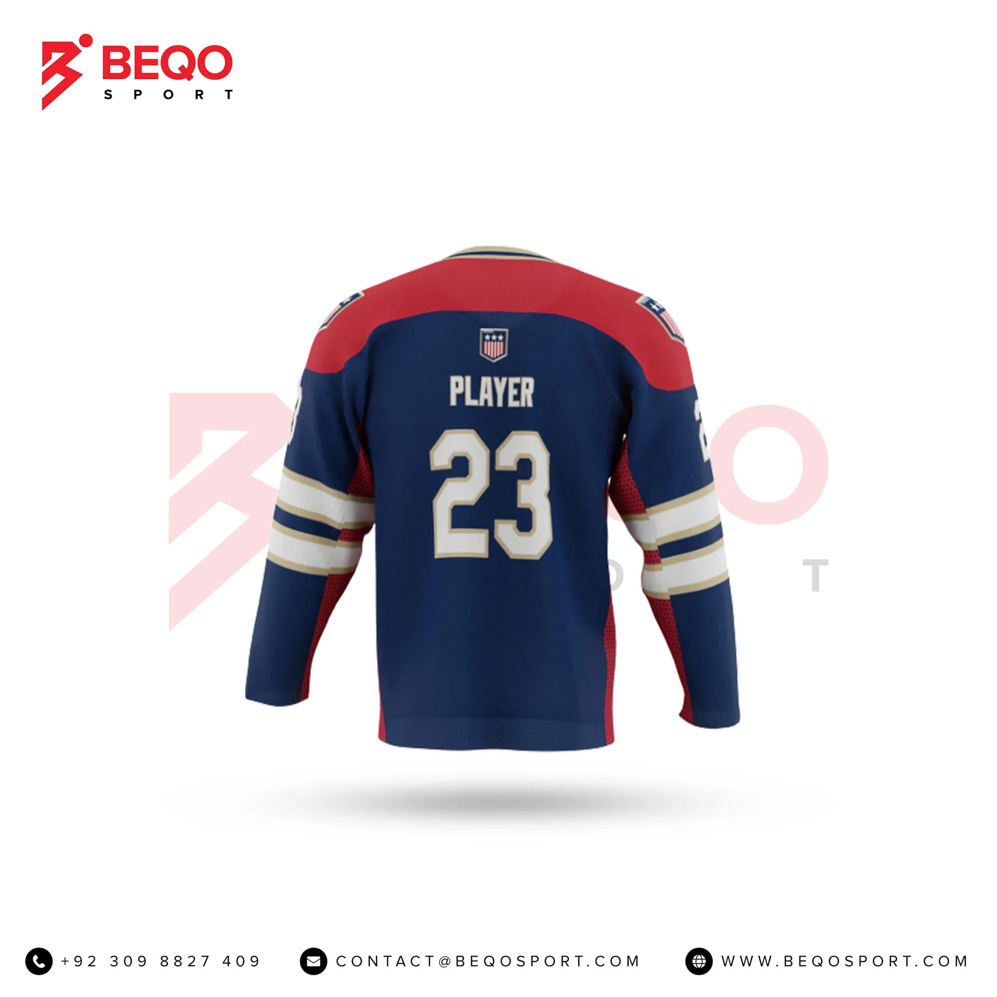 Blue and Red Ice Hockey Jerseys view 3