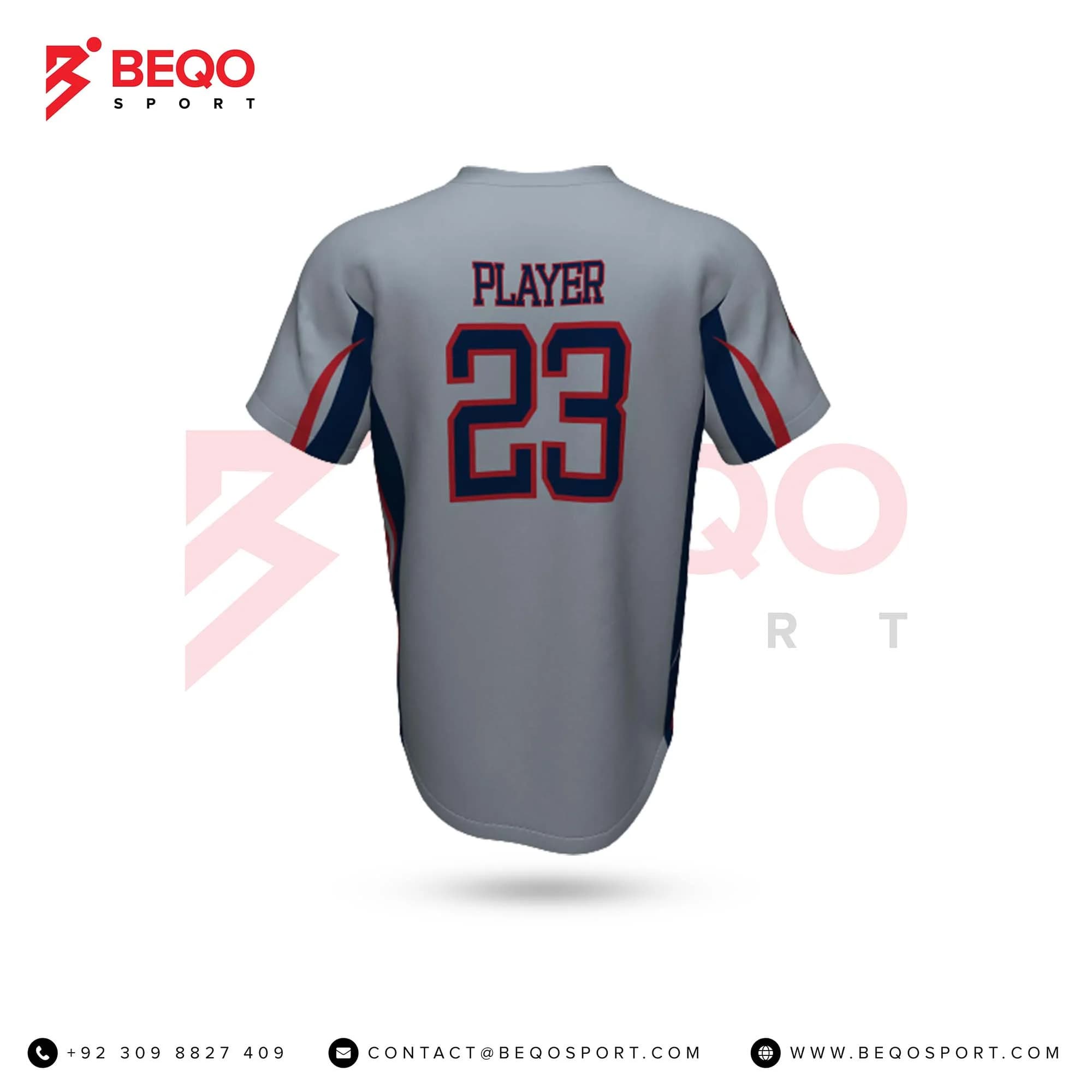 Grey Baseball V-Neck Jersey view 3