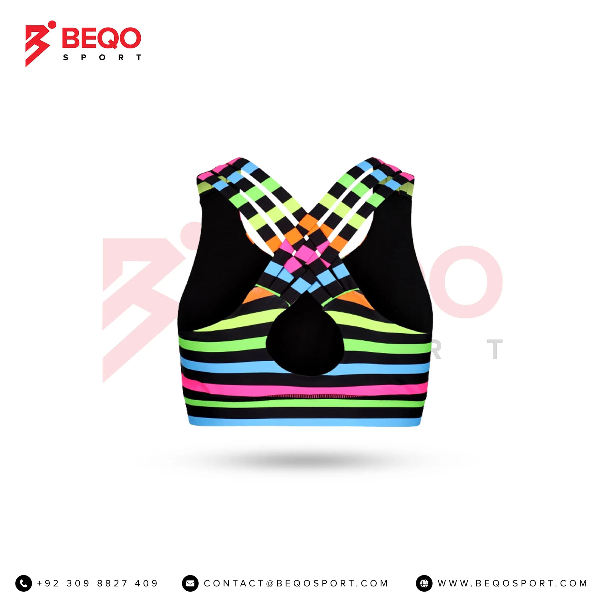 Neon Stripes Sports Bras view 2