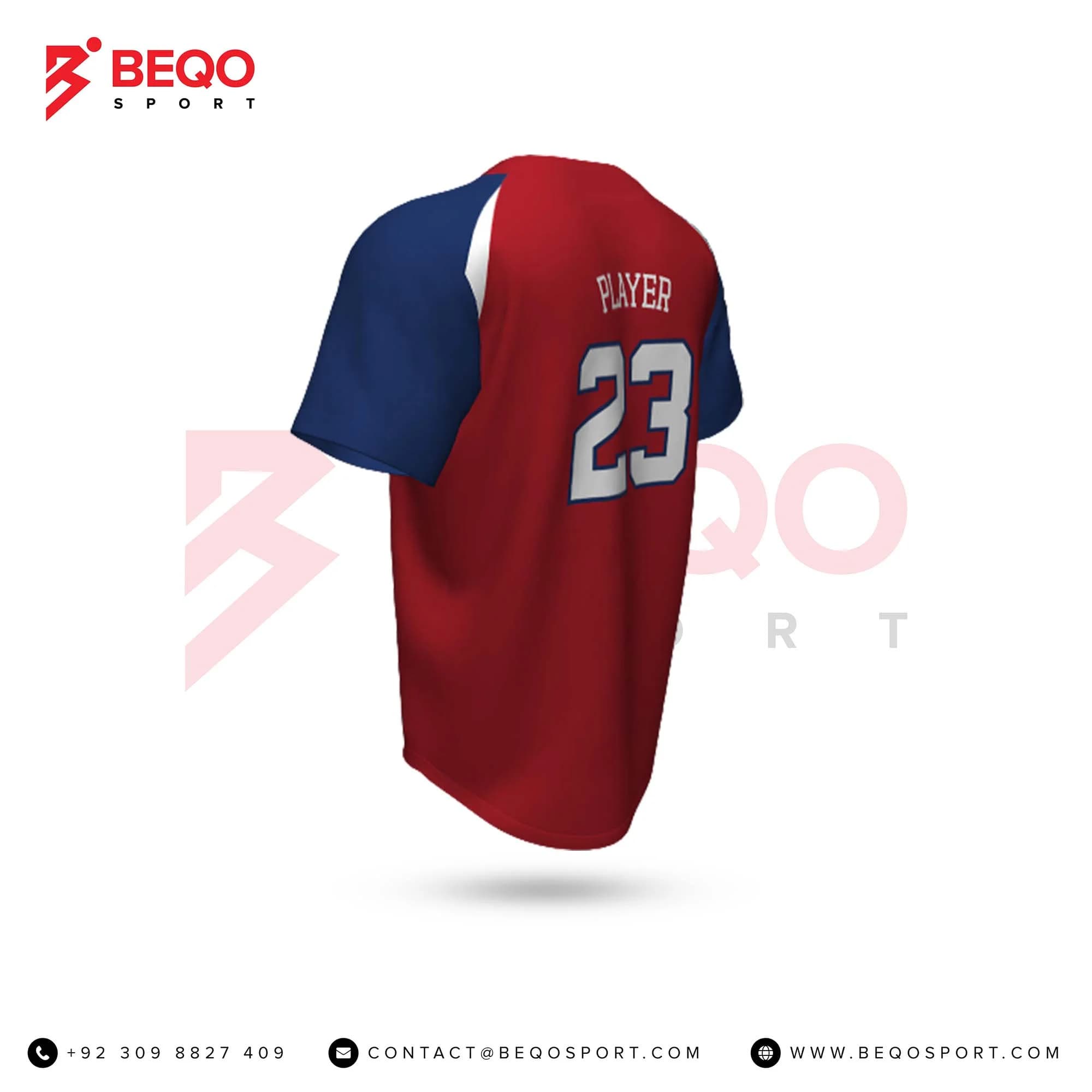 Red Baseball Two Button Jersey view 3