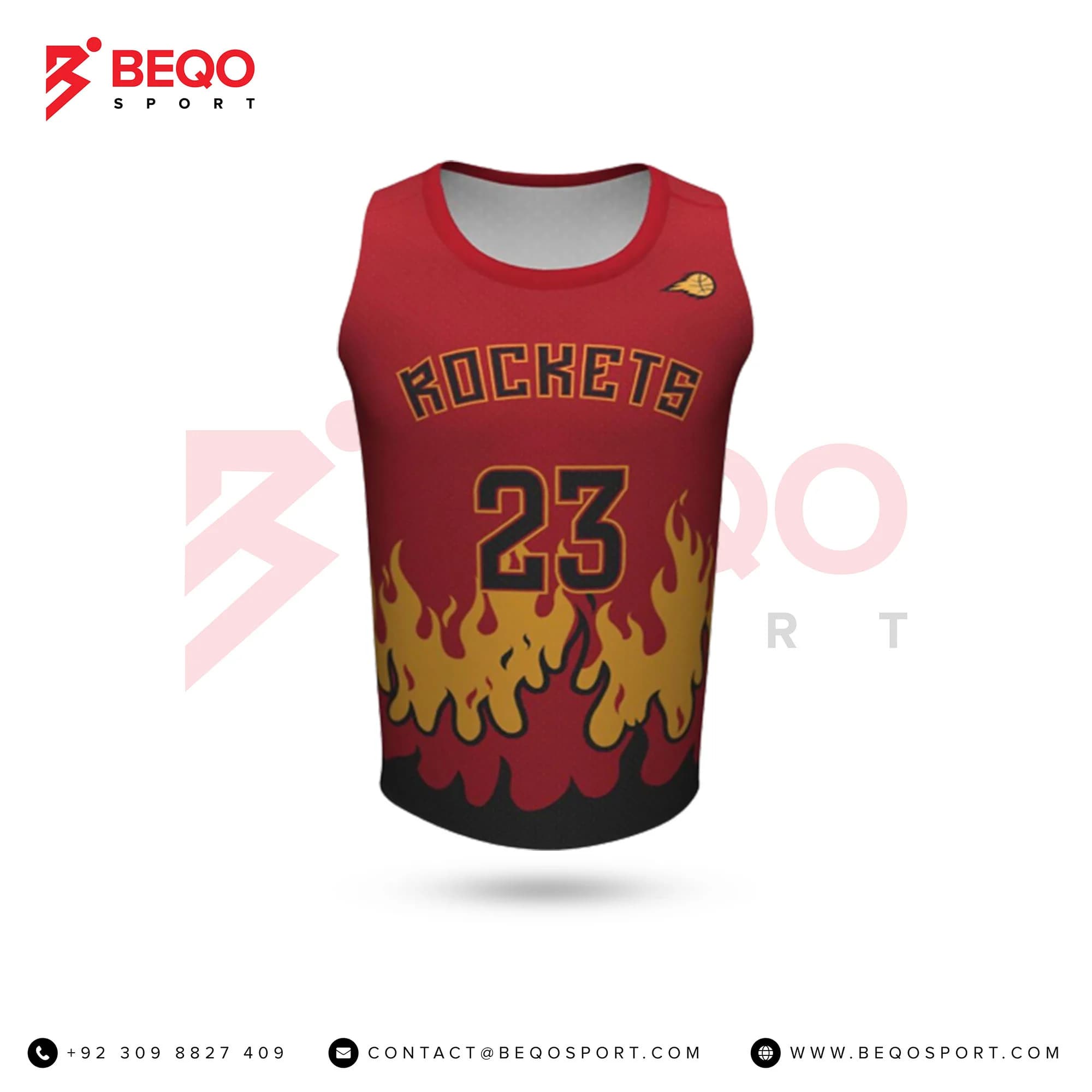 Red Basketball Jersey Crew Neck view 4