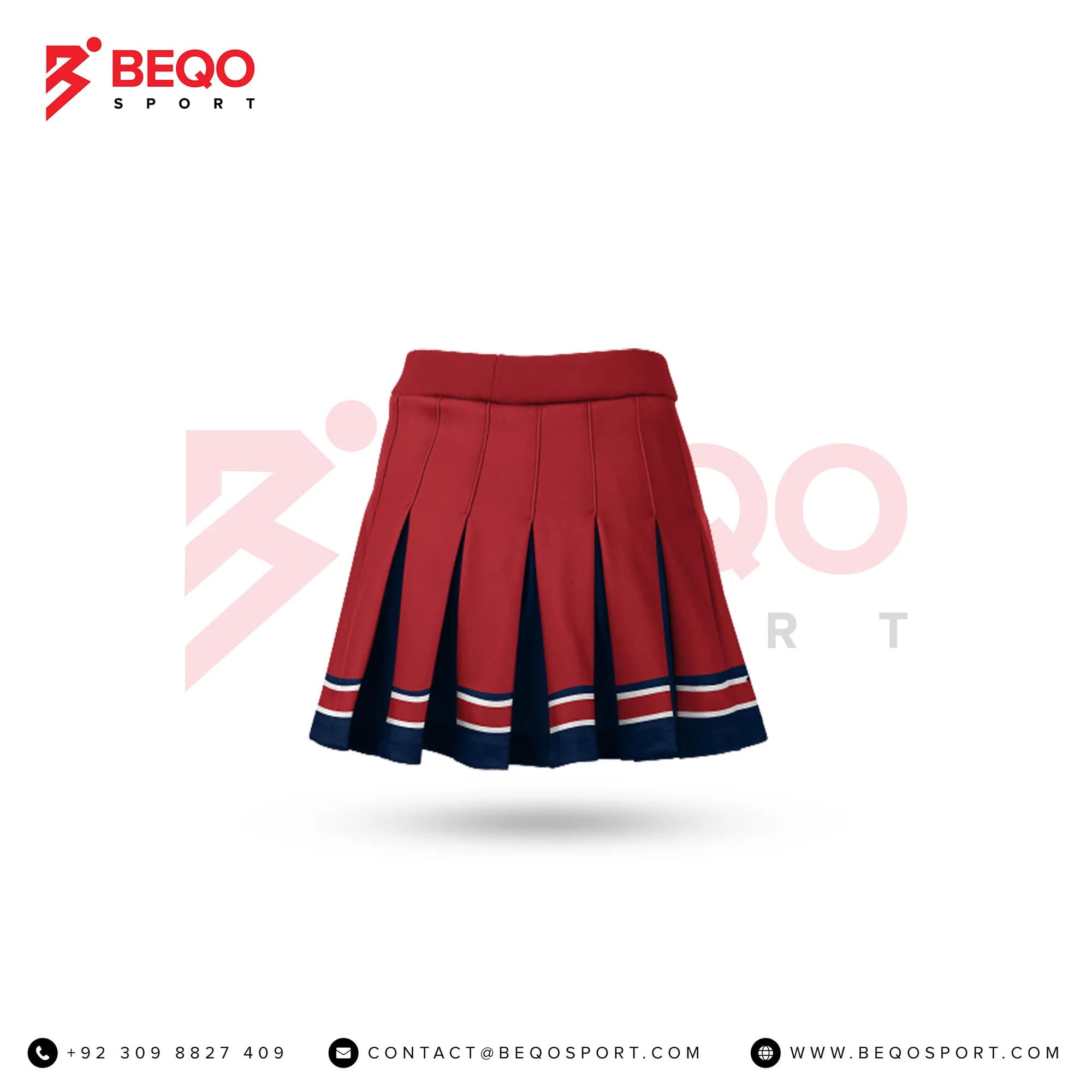 Red and Navy Cheer Pleated Skirt view 3