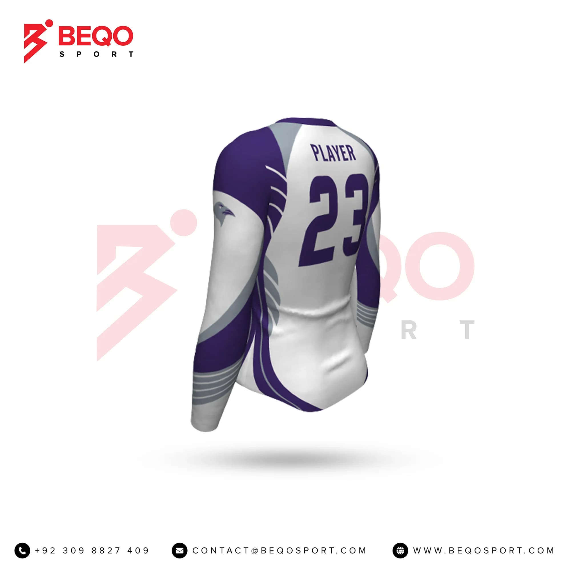 White And Blue Volleyball Jersey view 4