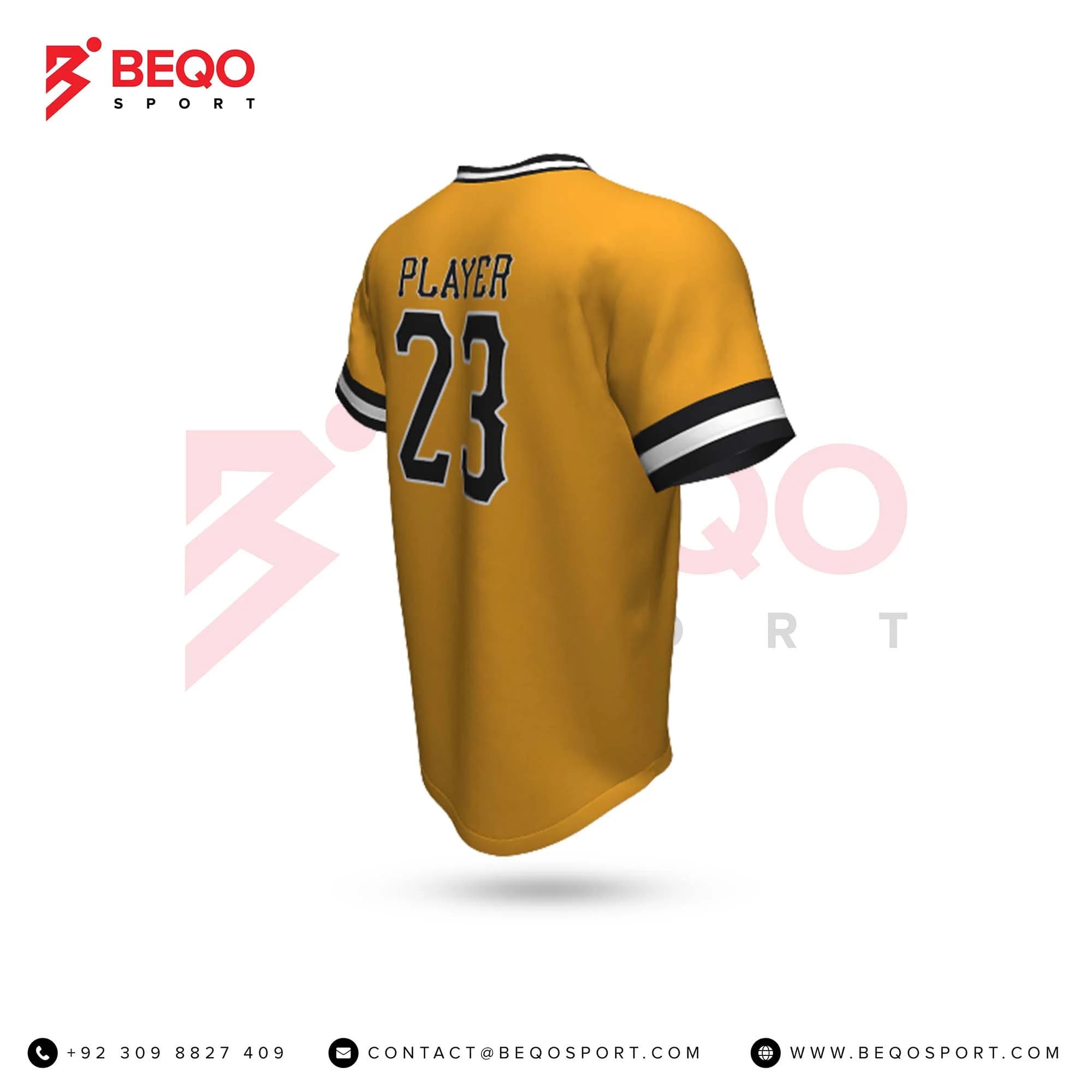 Yellow Baseball V-Neck Jersey view 3