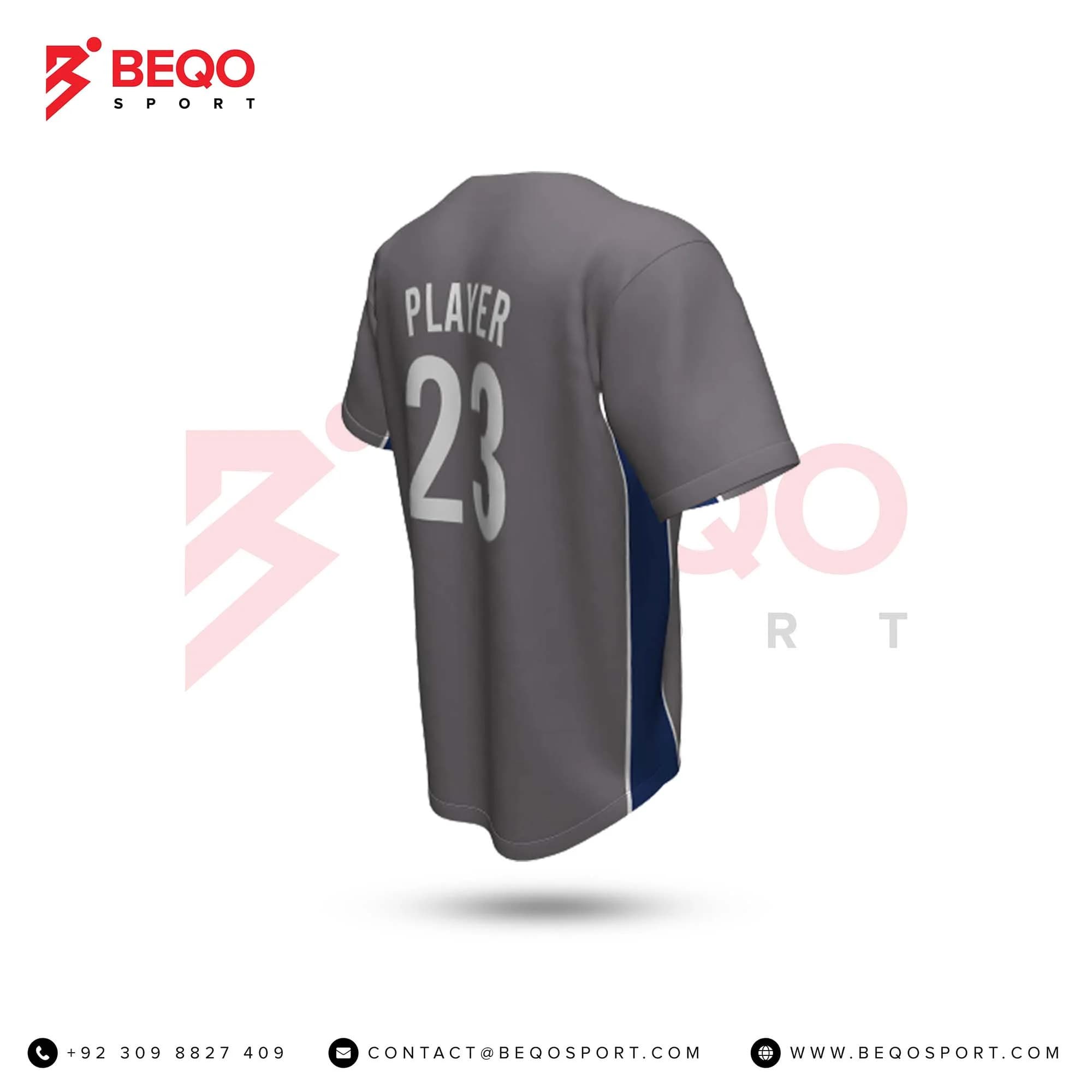 Youth Grey Baseball Jersey view 3