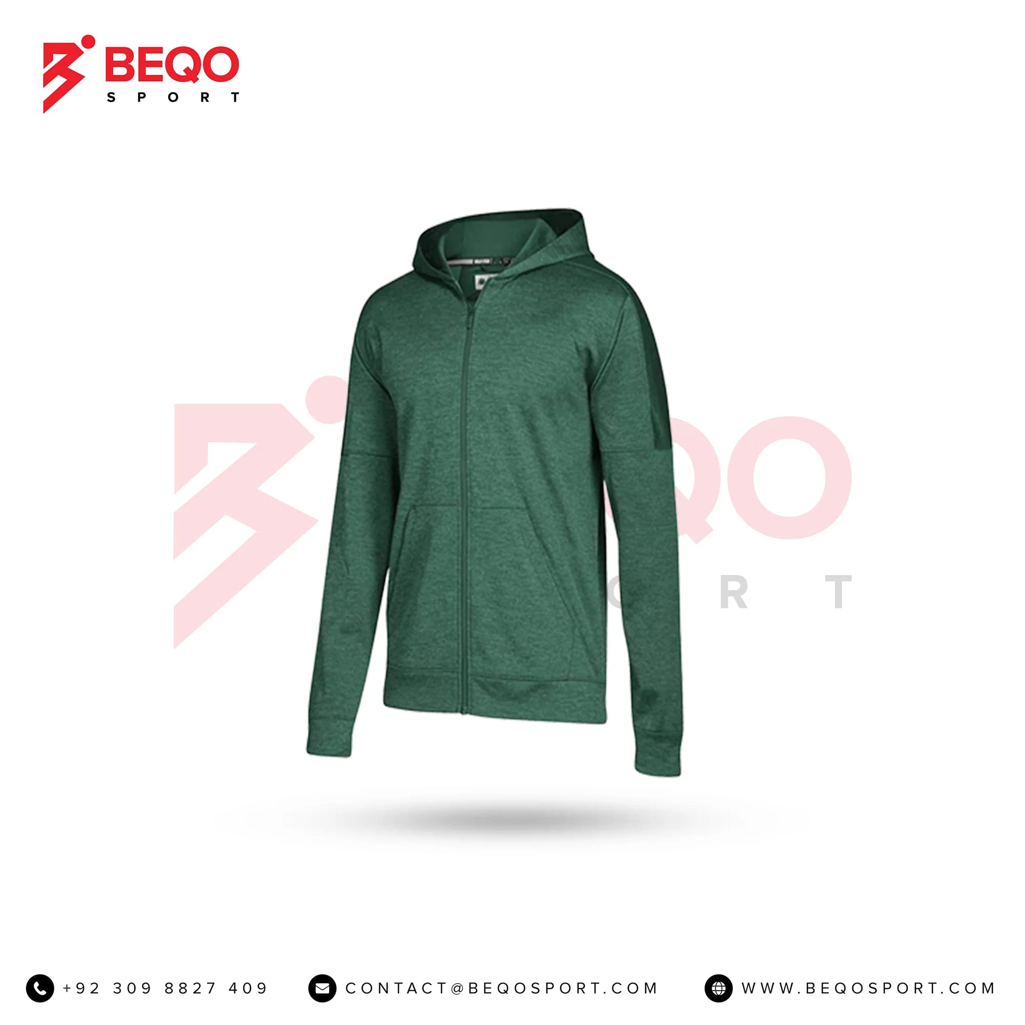 Men’s Green Athletic Zip-Up Hoodie