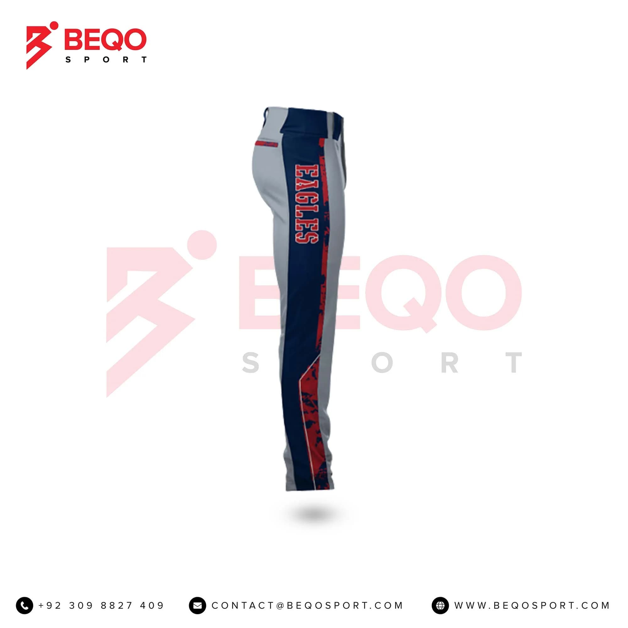 Men's Grey Full Length Baseball Pants view 2