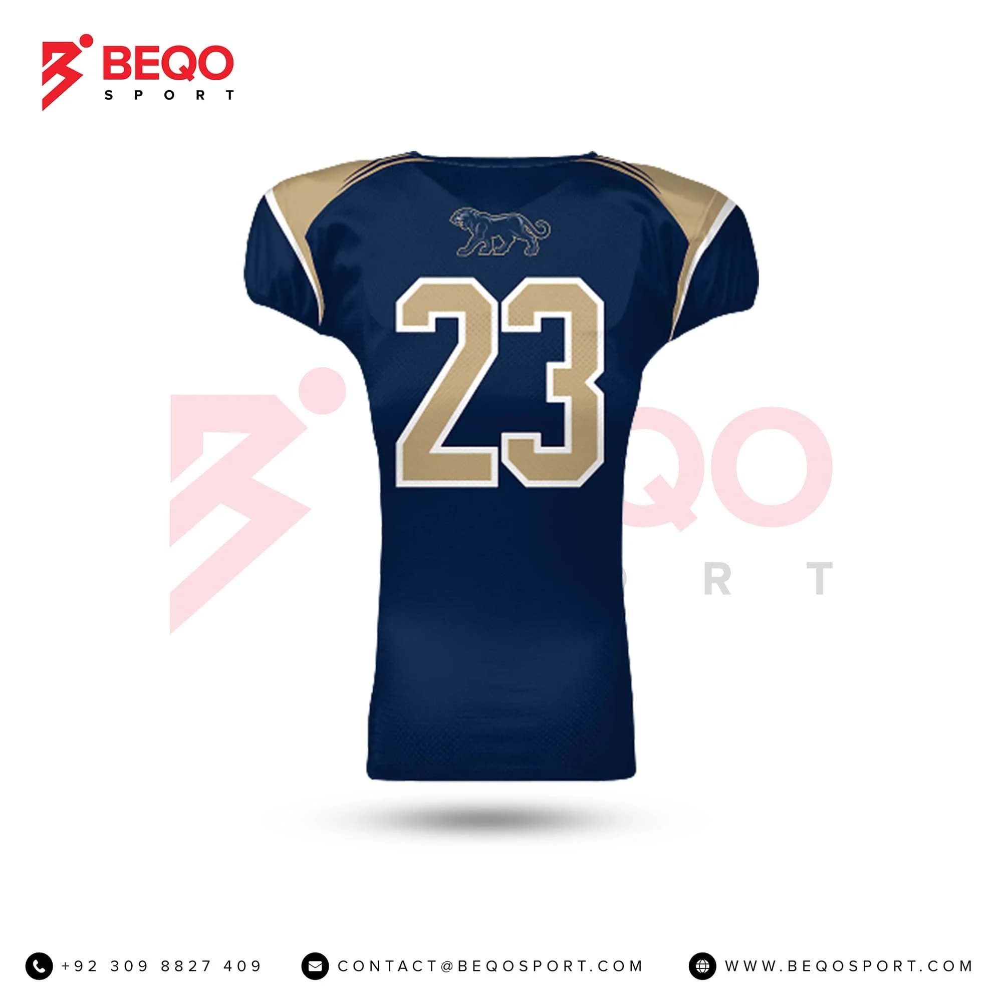 Navy Blue Sublimated Football Jersey view 2