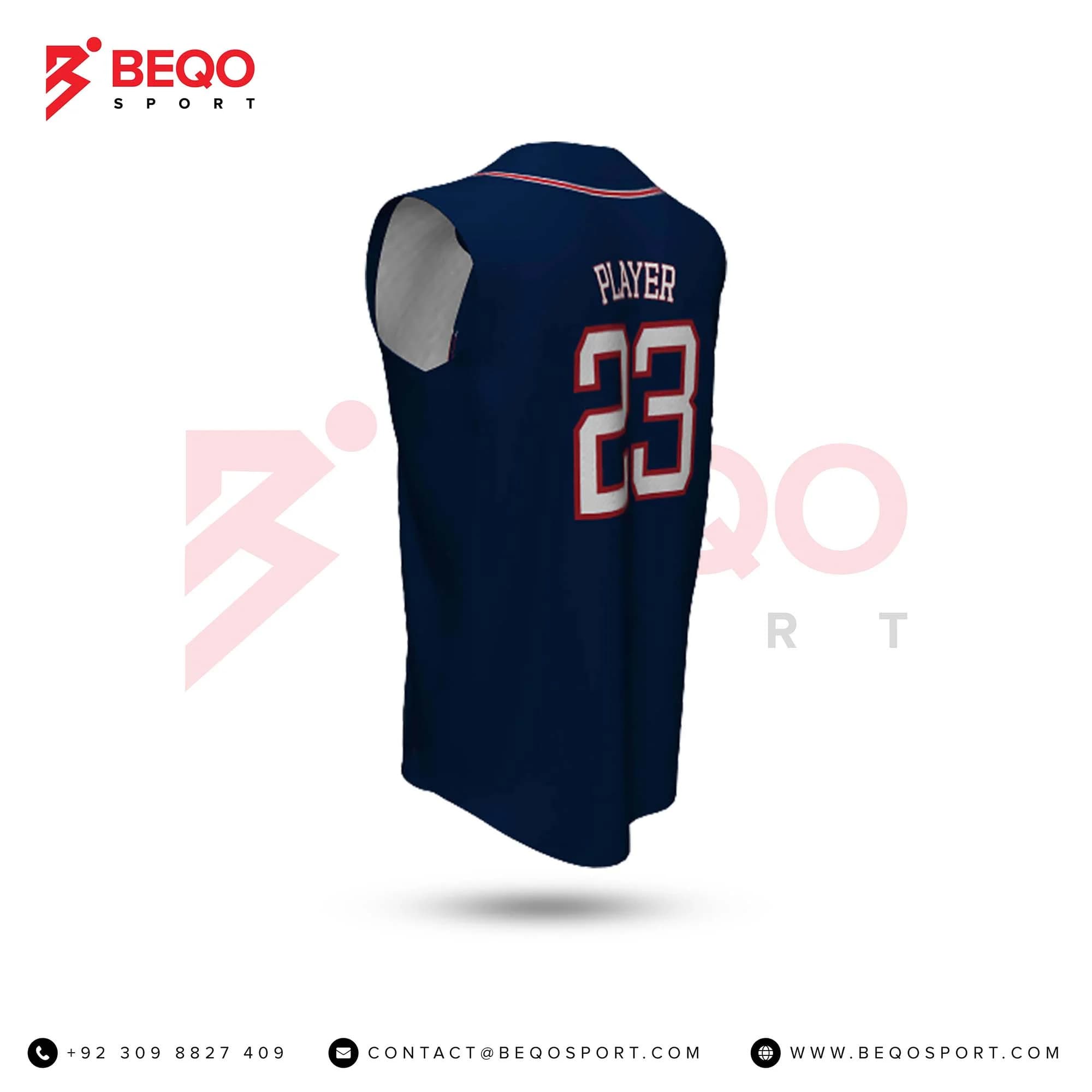 Navy Blue Baseball Jerseys Sleeveless view 4